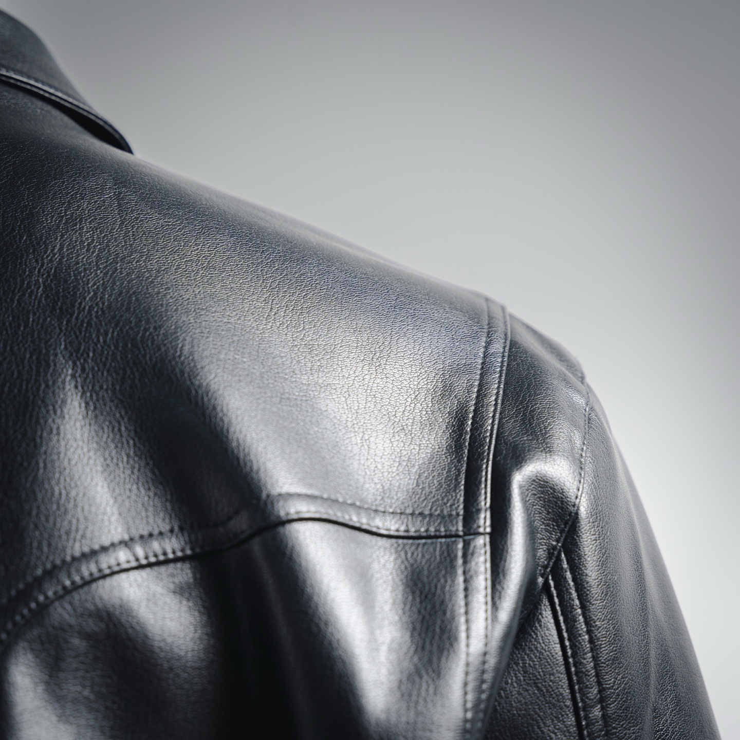 Chrome embroidered leather jacket