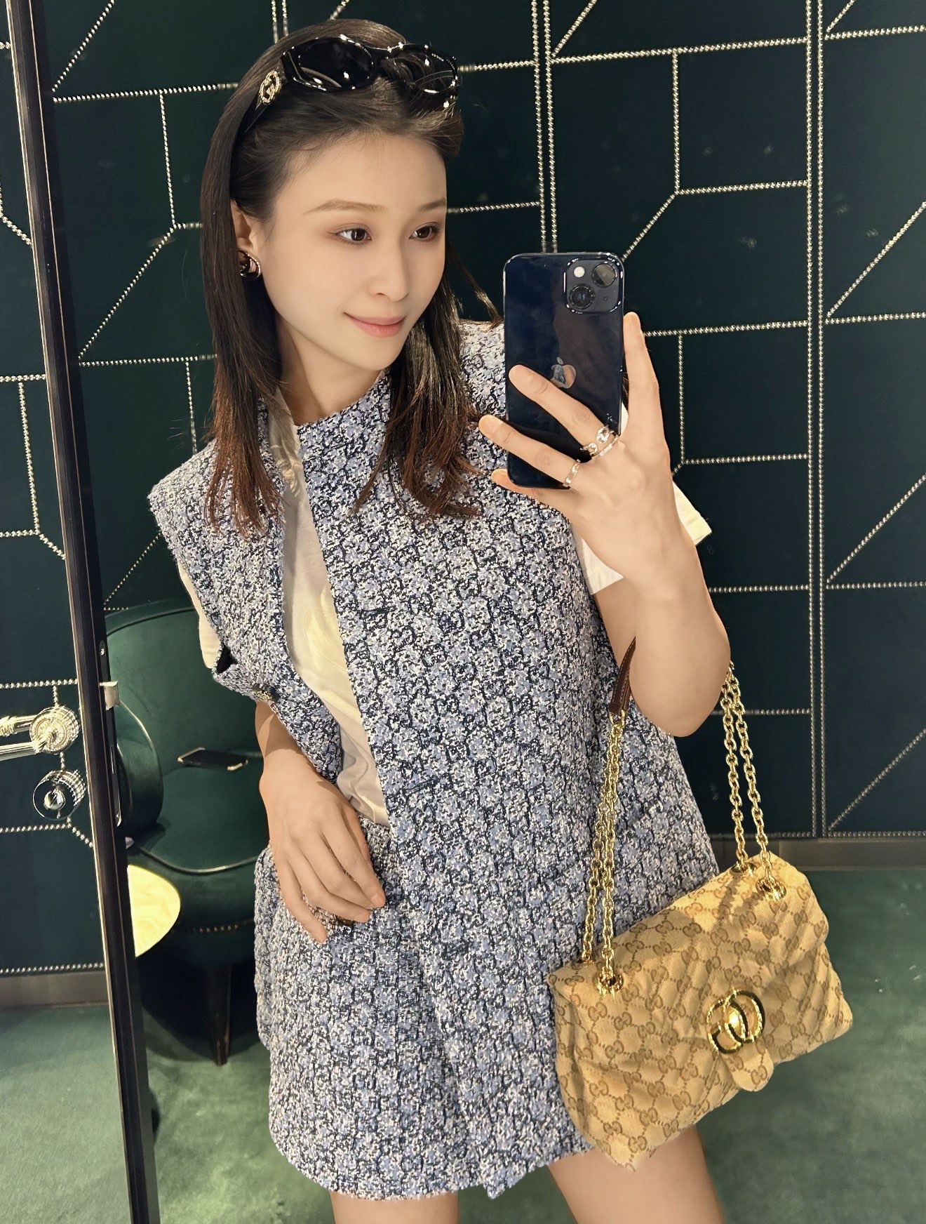 Guc 26ss jacquard tweed skirt