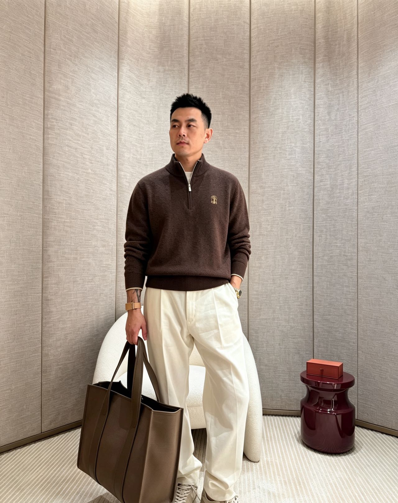Brunello zip knit sweater