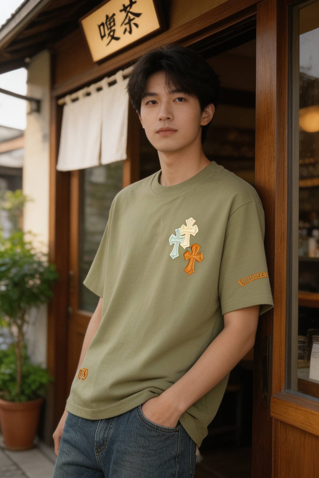 Chrome cross patch t-shirt