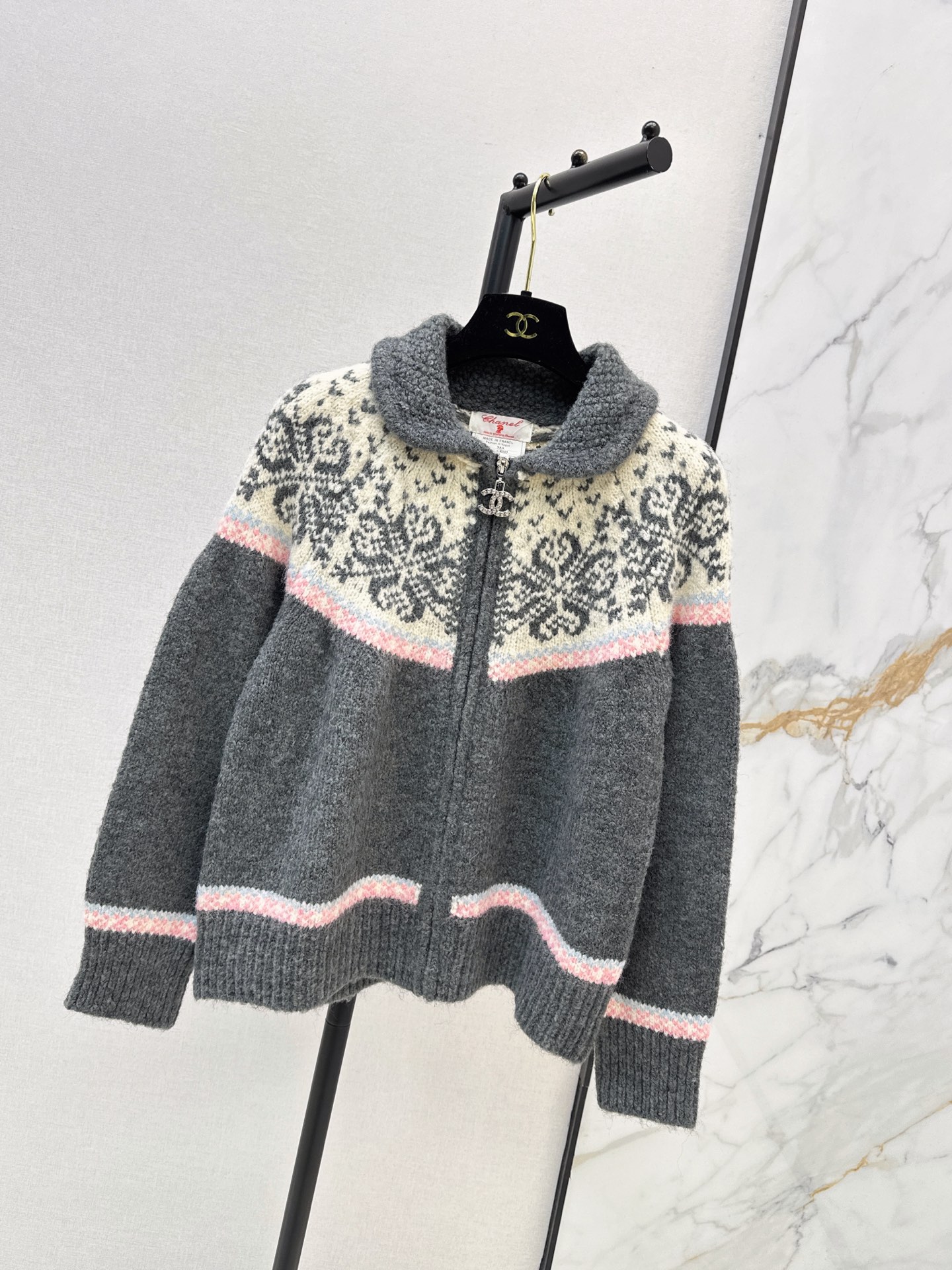 Chan 26fw fair is了zipper knit cardigan