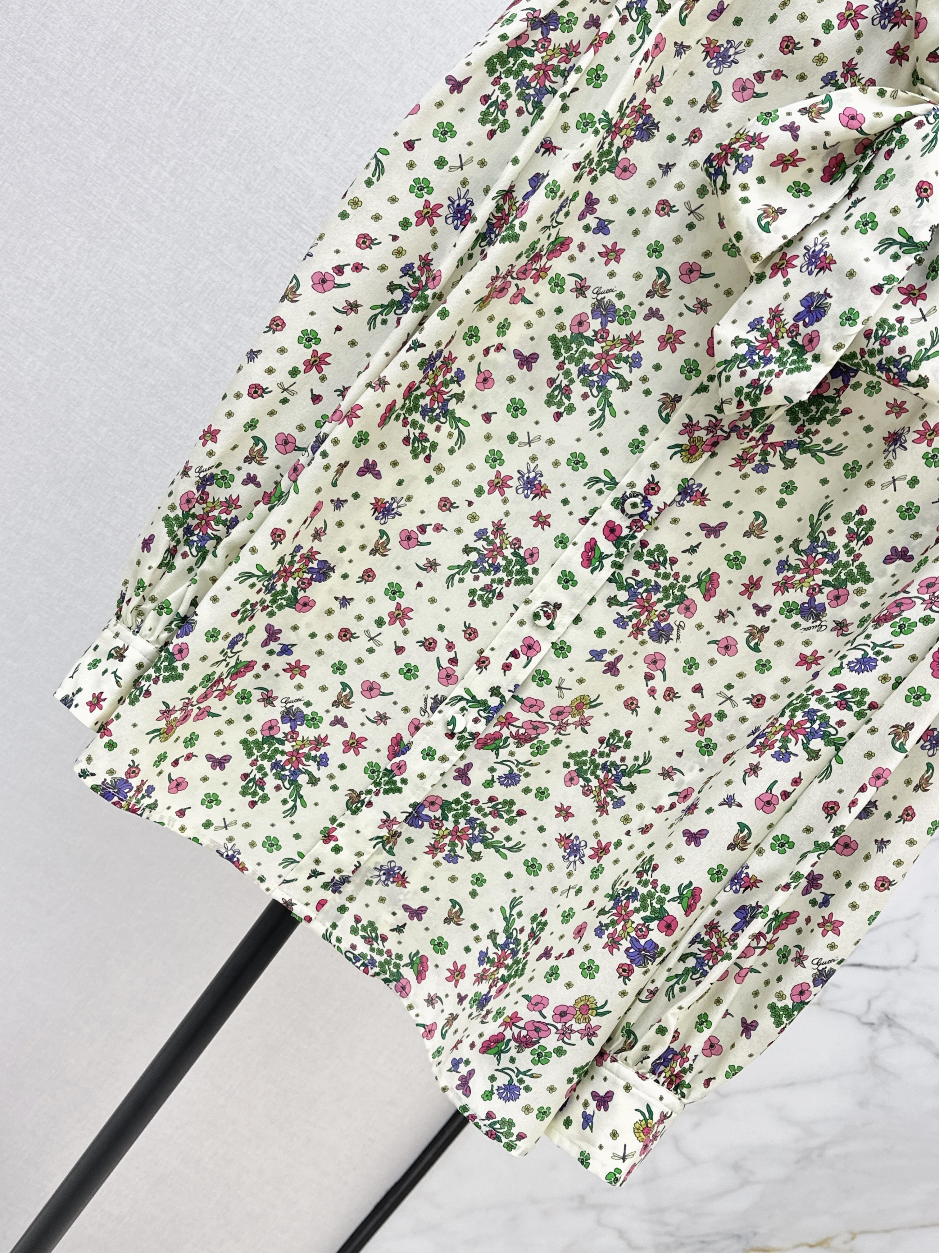 Guc 26ss print floarl silk shirt