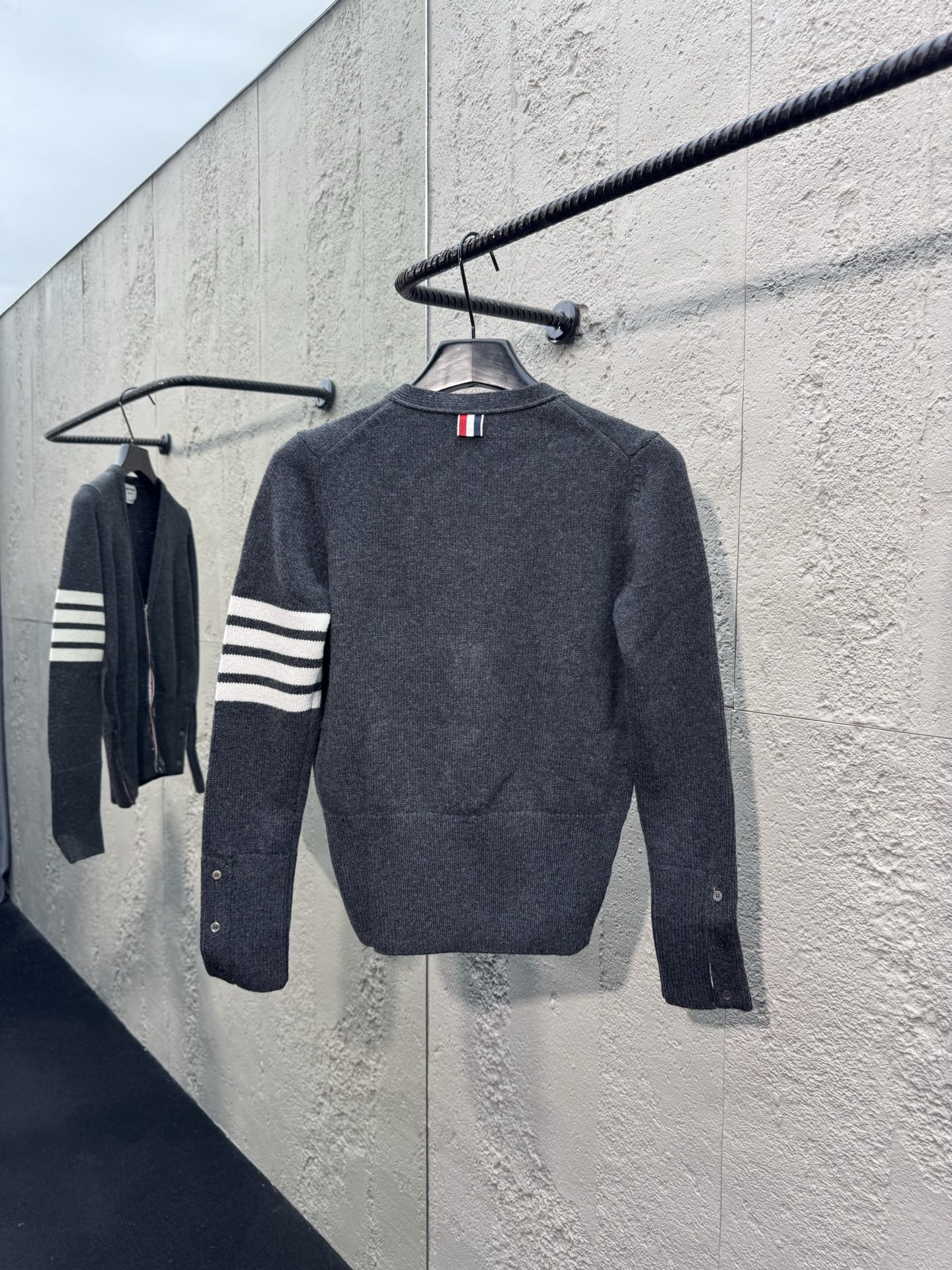 Thom contrast stripe knit cardigan