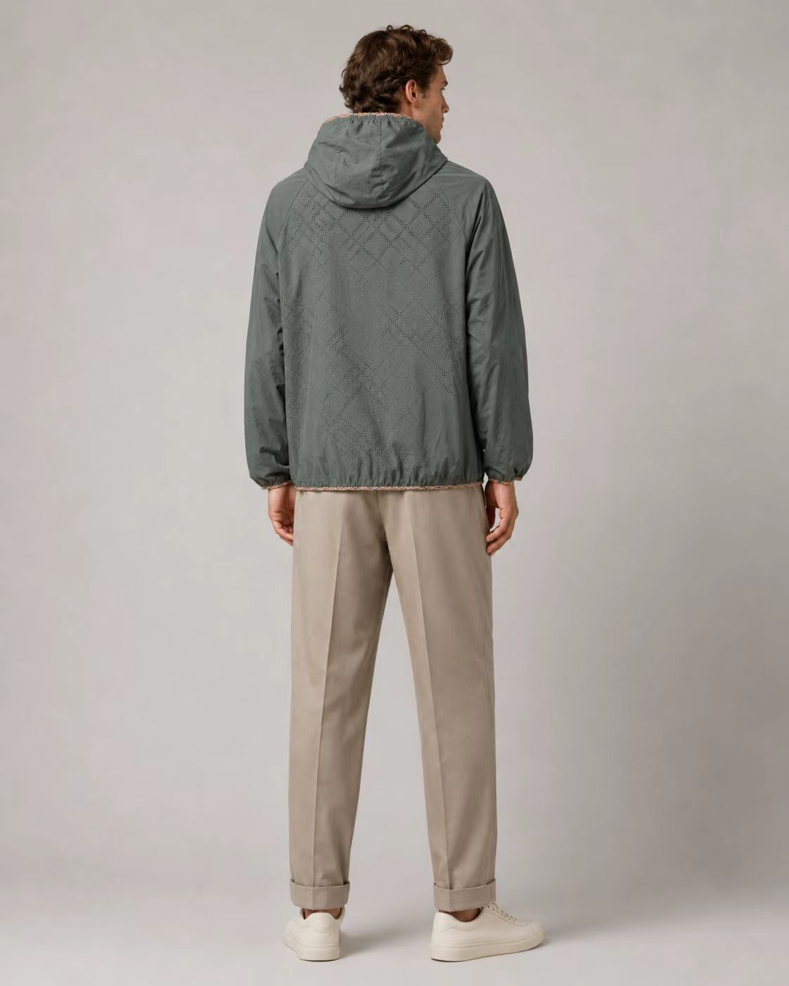 Bur plaid hooded jacket