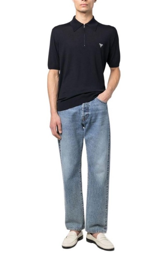 Pra embroidered zip-up Polo