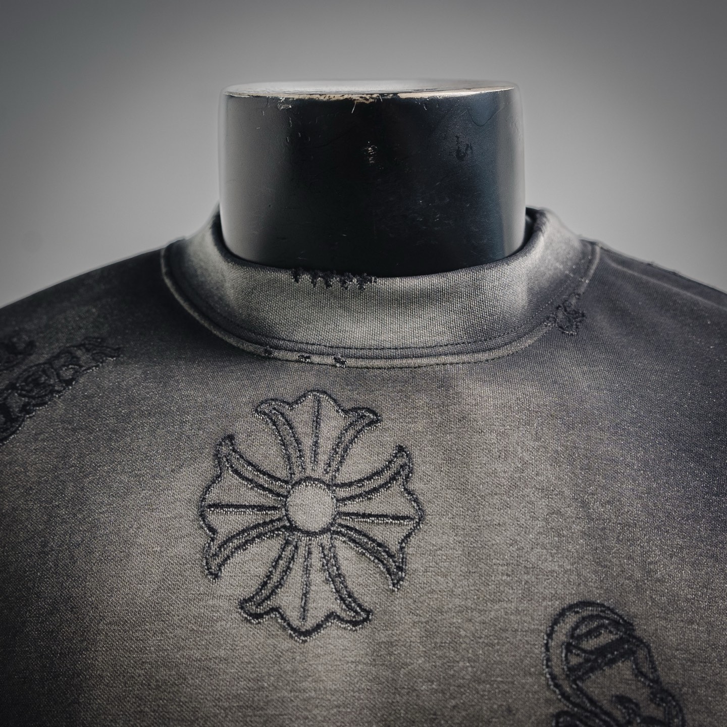 Chrome embossed cross washed t-shirt
