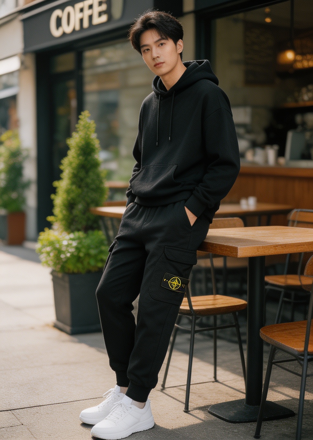 Stone logo badge pants
