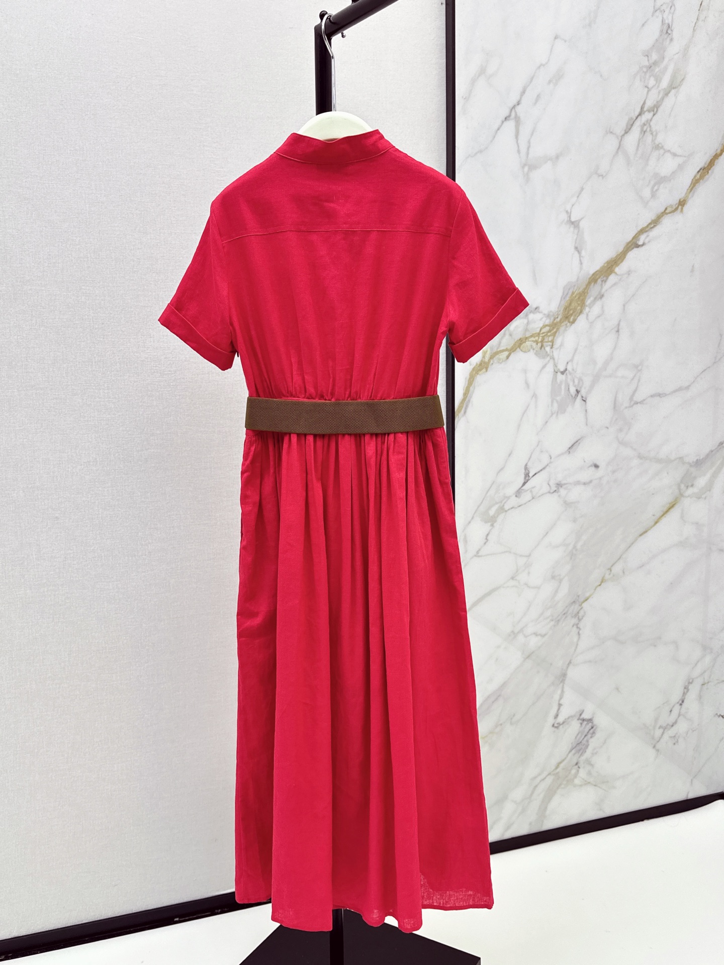 Chol 26ss belted linen dress