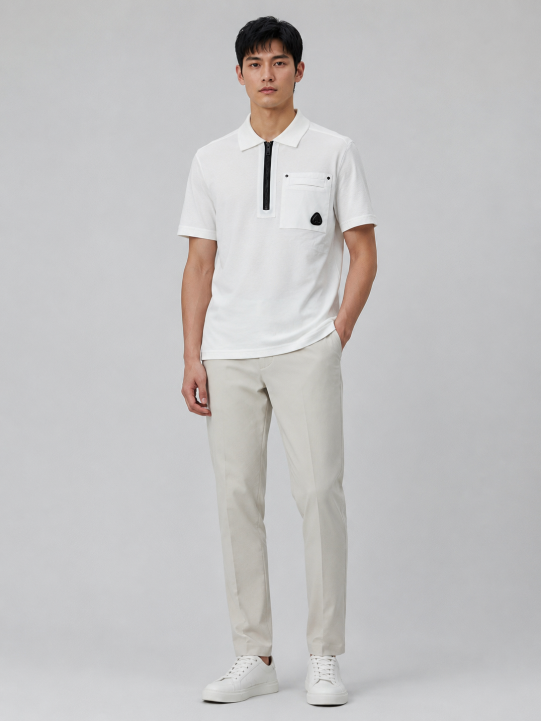 Moose zip-up pocket Polo
