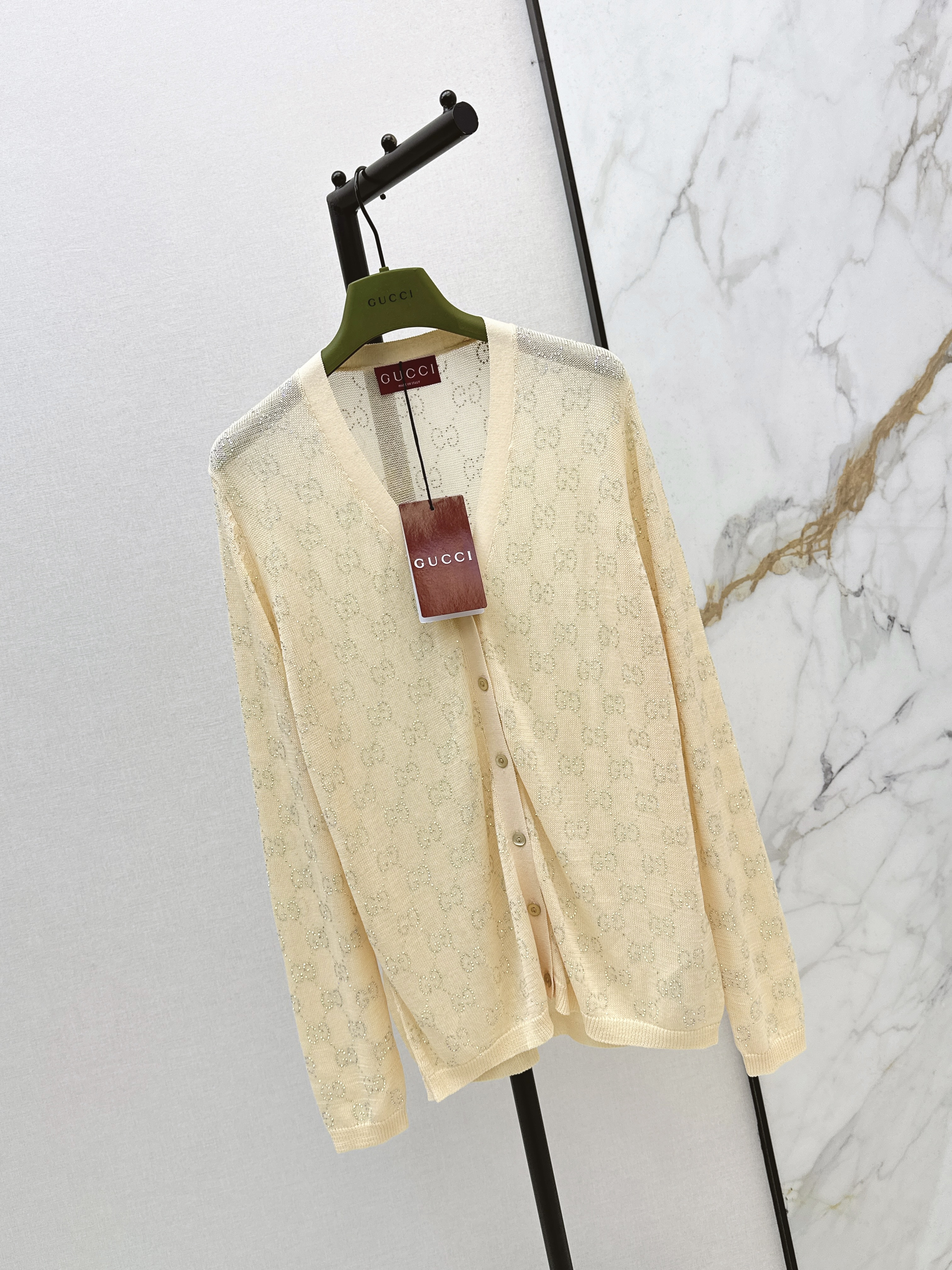 Guc 26ss rhinestone cardigan
