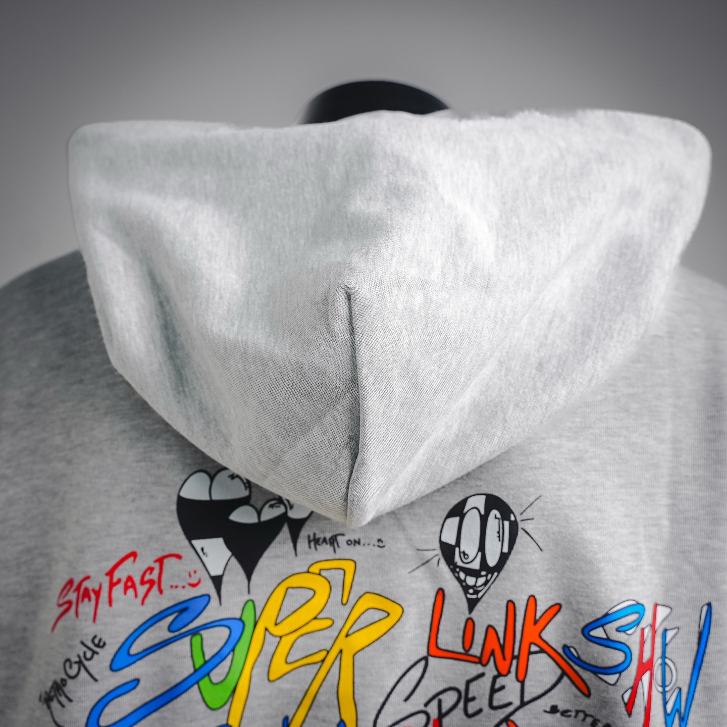 Chrome graffiti-print hoodie