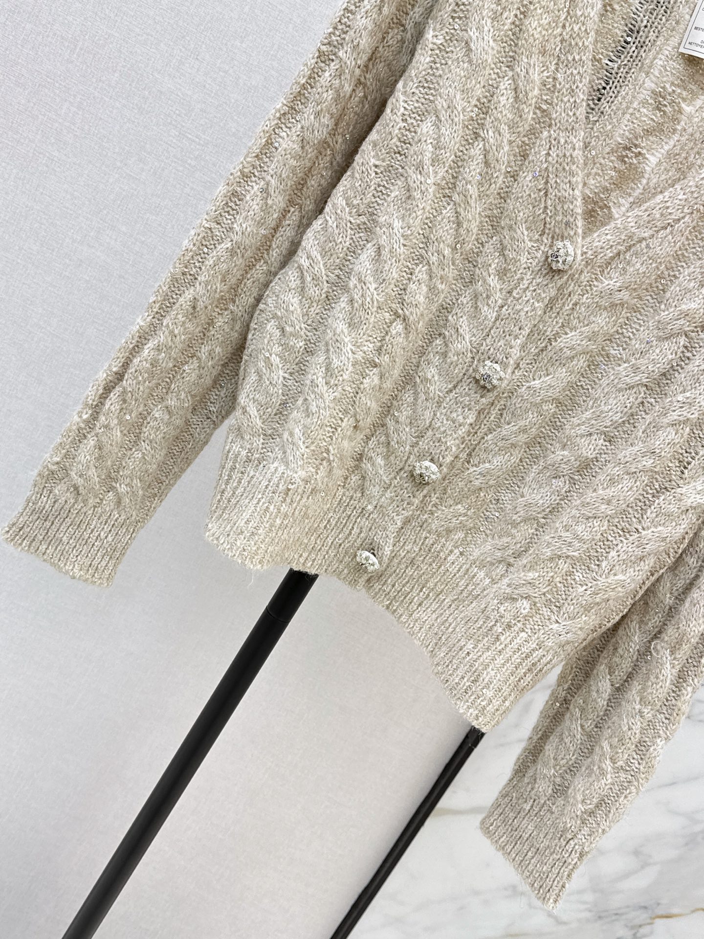 Chan 26fw cable jacquard cardigan