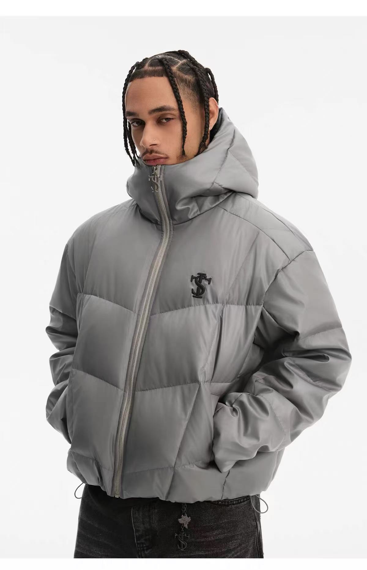 Stk embroidered down jacket