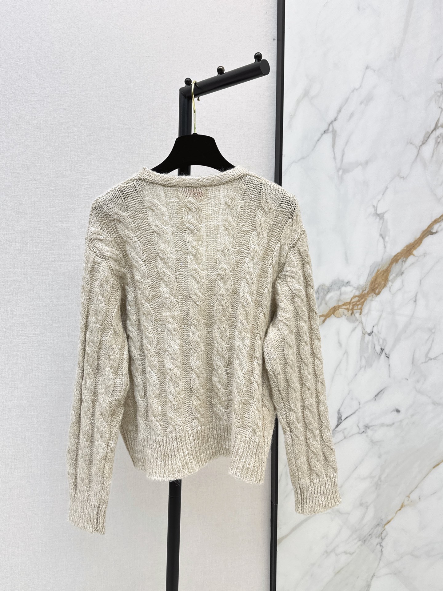Chan 26fw cable jacquard cardigan