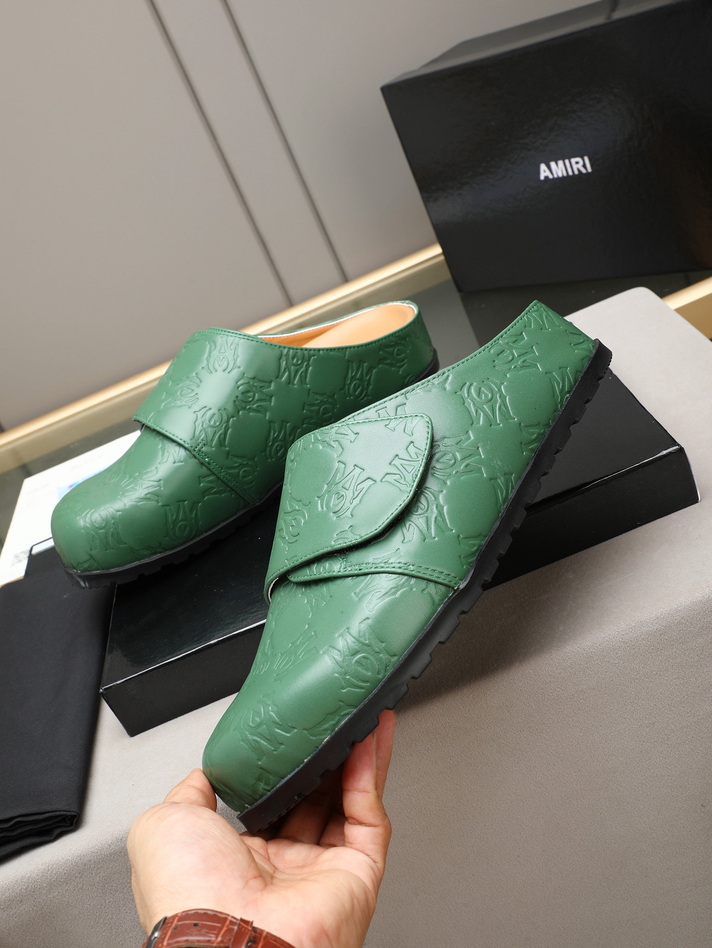 Ami embossed mules