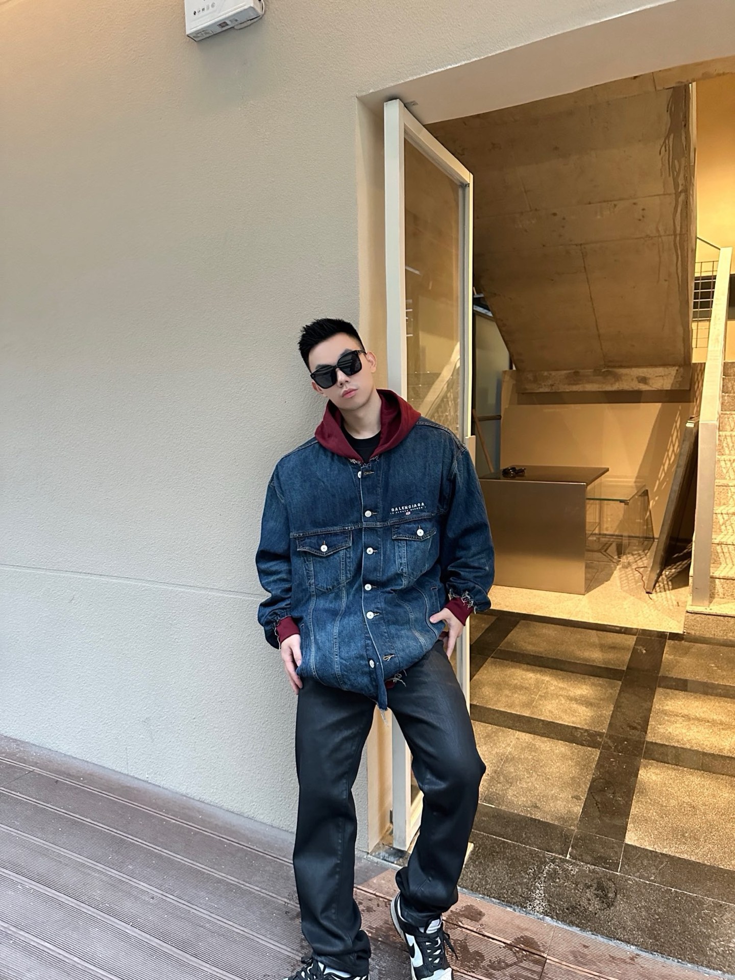 Balen layered denim jacket