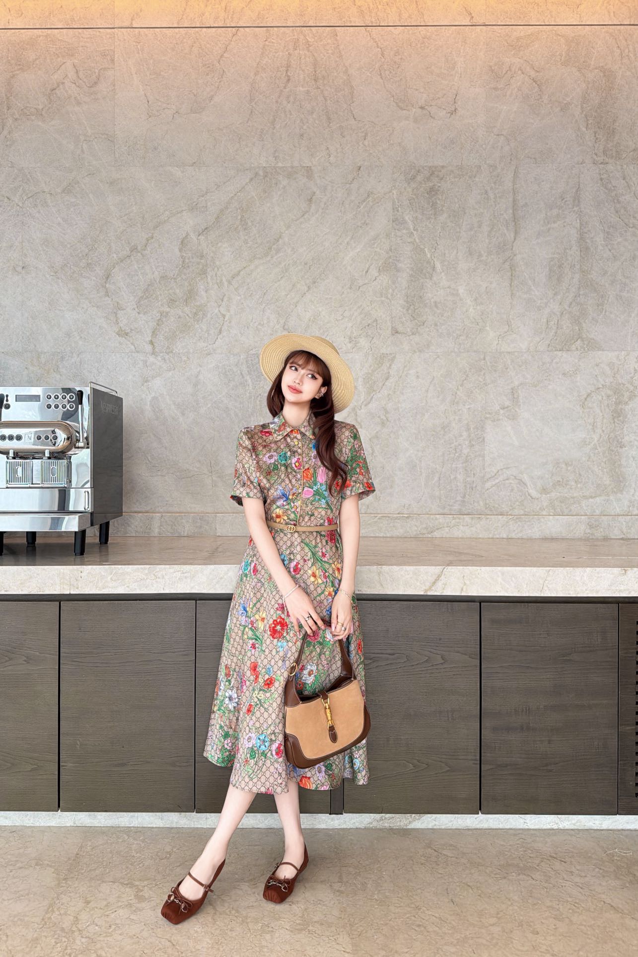 Guc 26ss print floarl dress