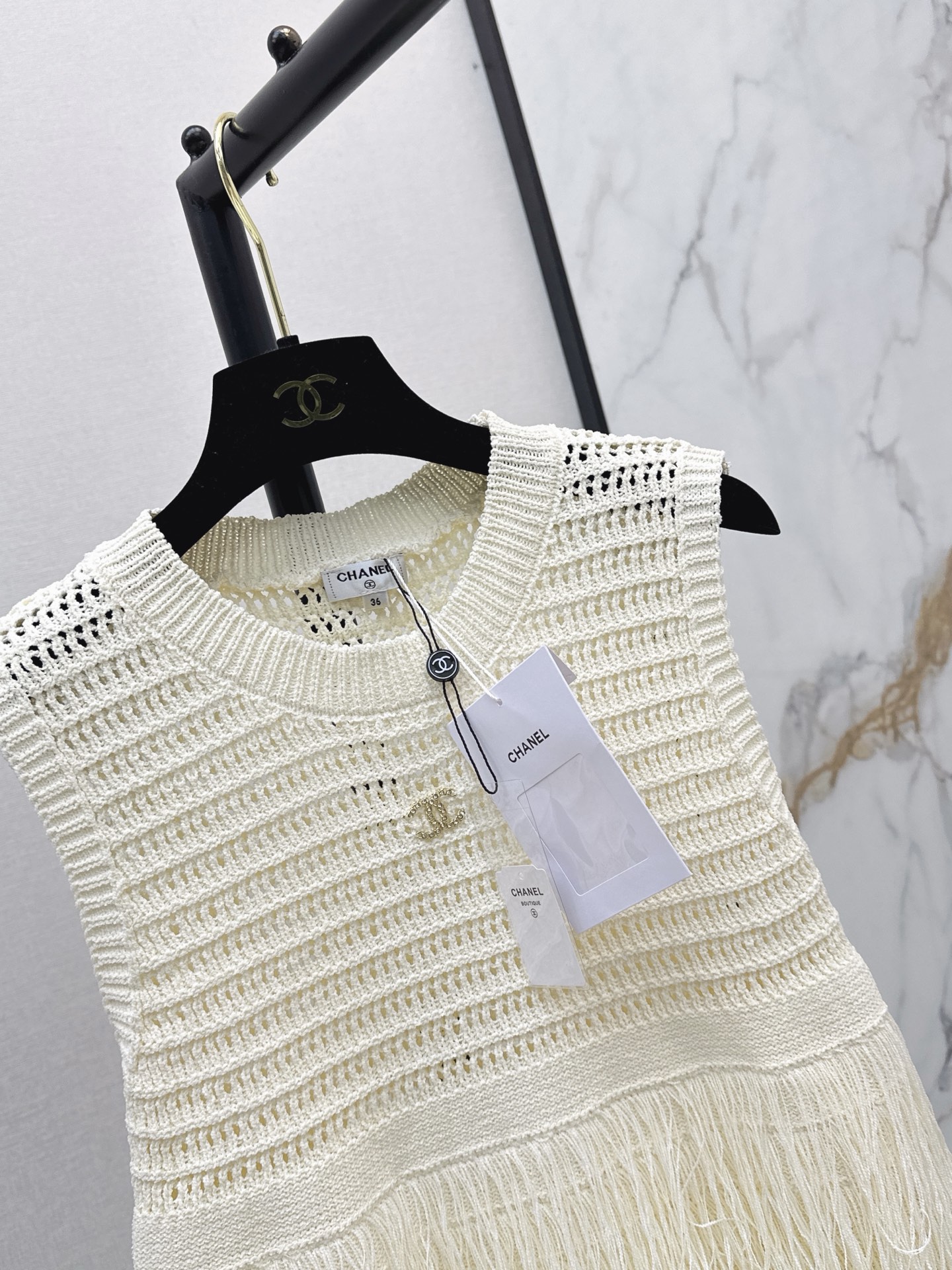 Chan 2ss knit fringe vest