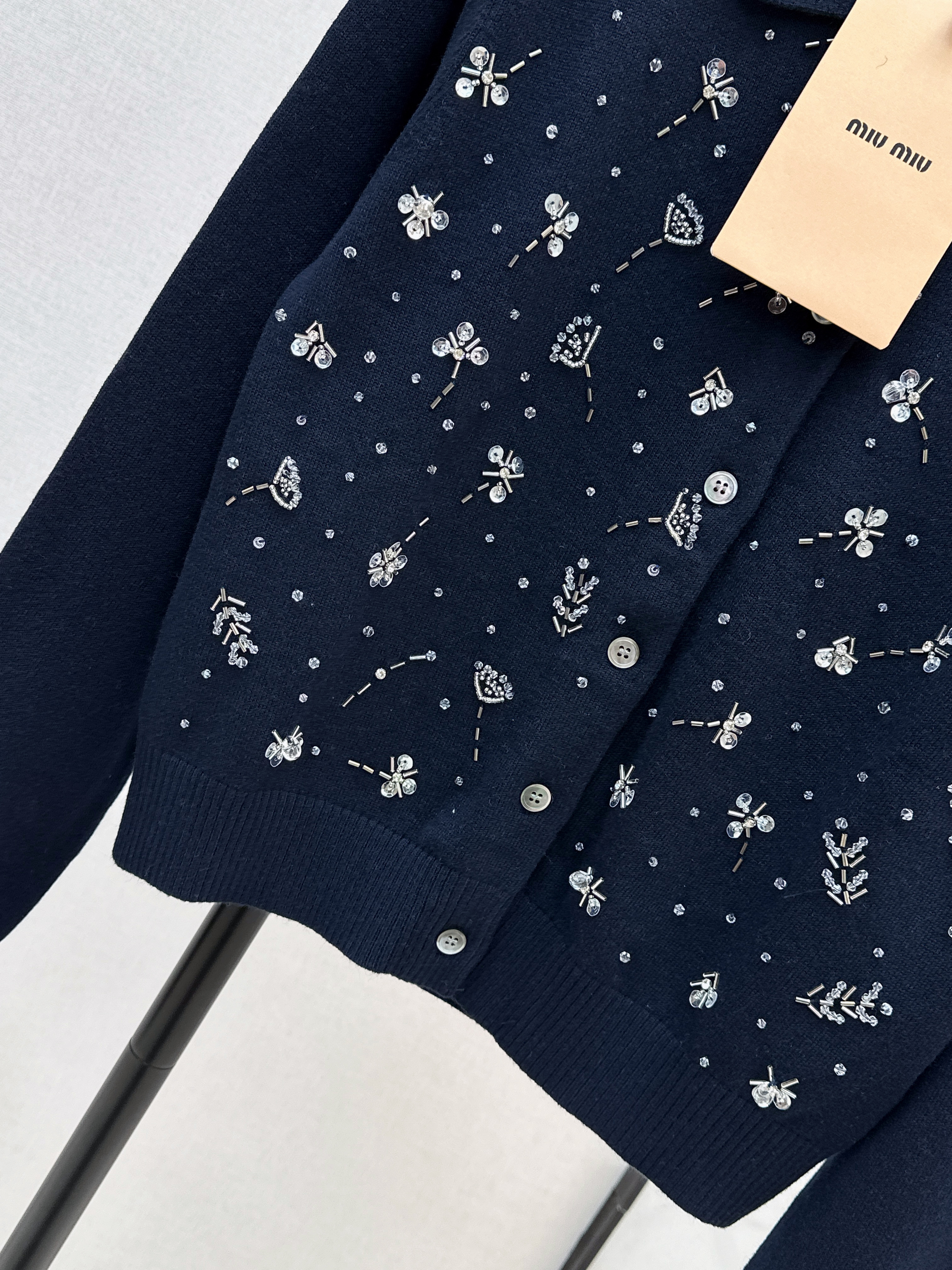 Miu 26ss beading knit cardigan