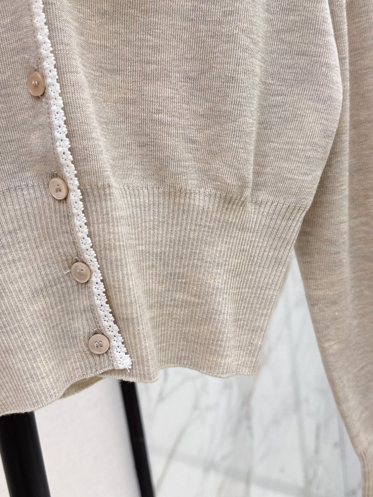Miu 26ss lace trim cardigan
