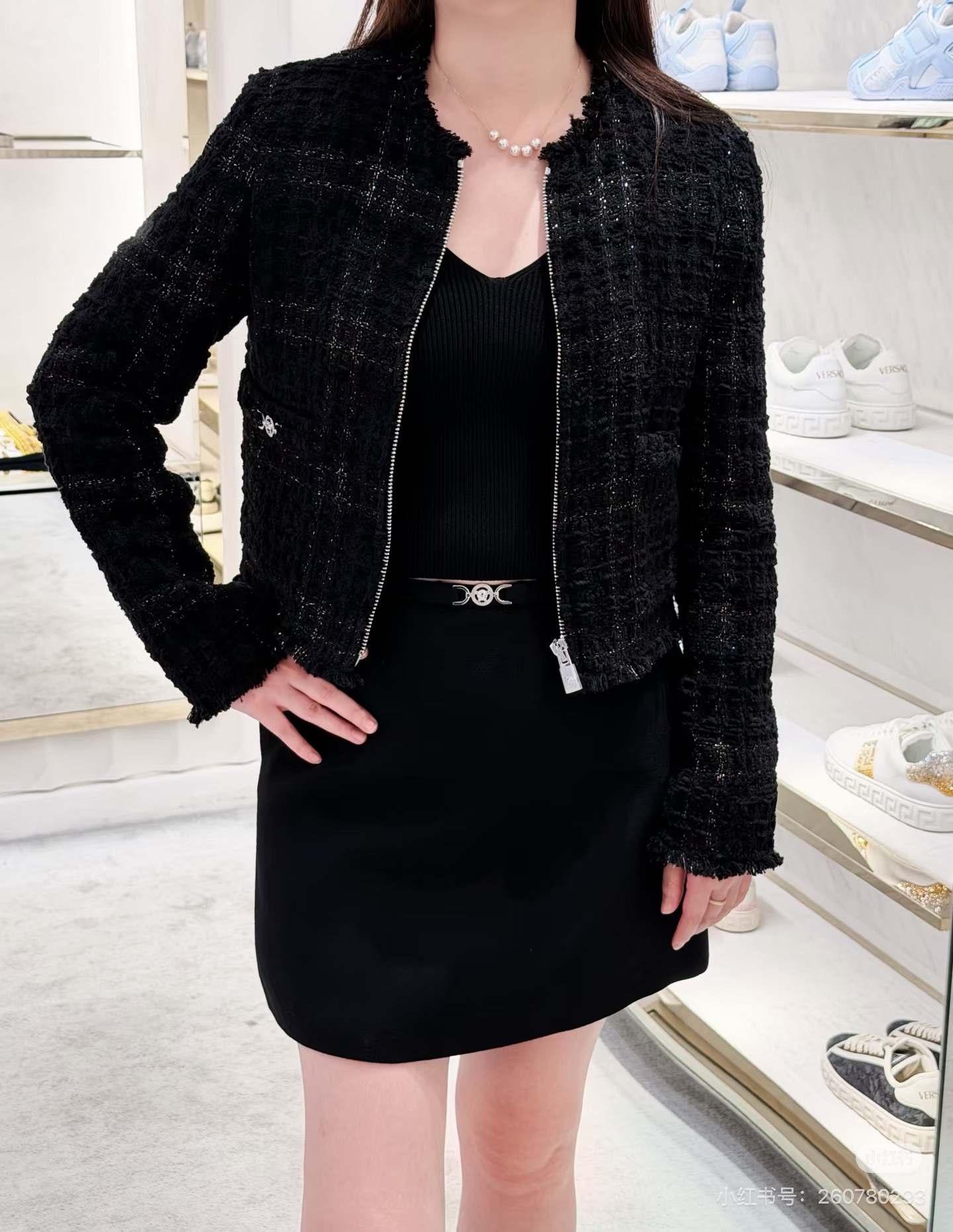 Ver 26fw check jackewt skirt sets