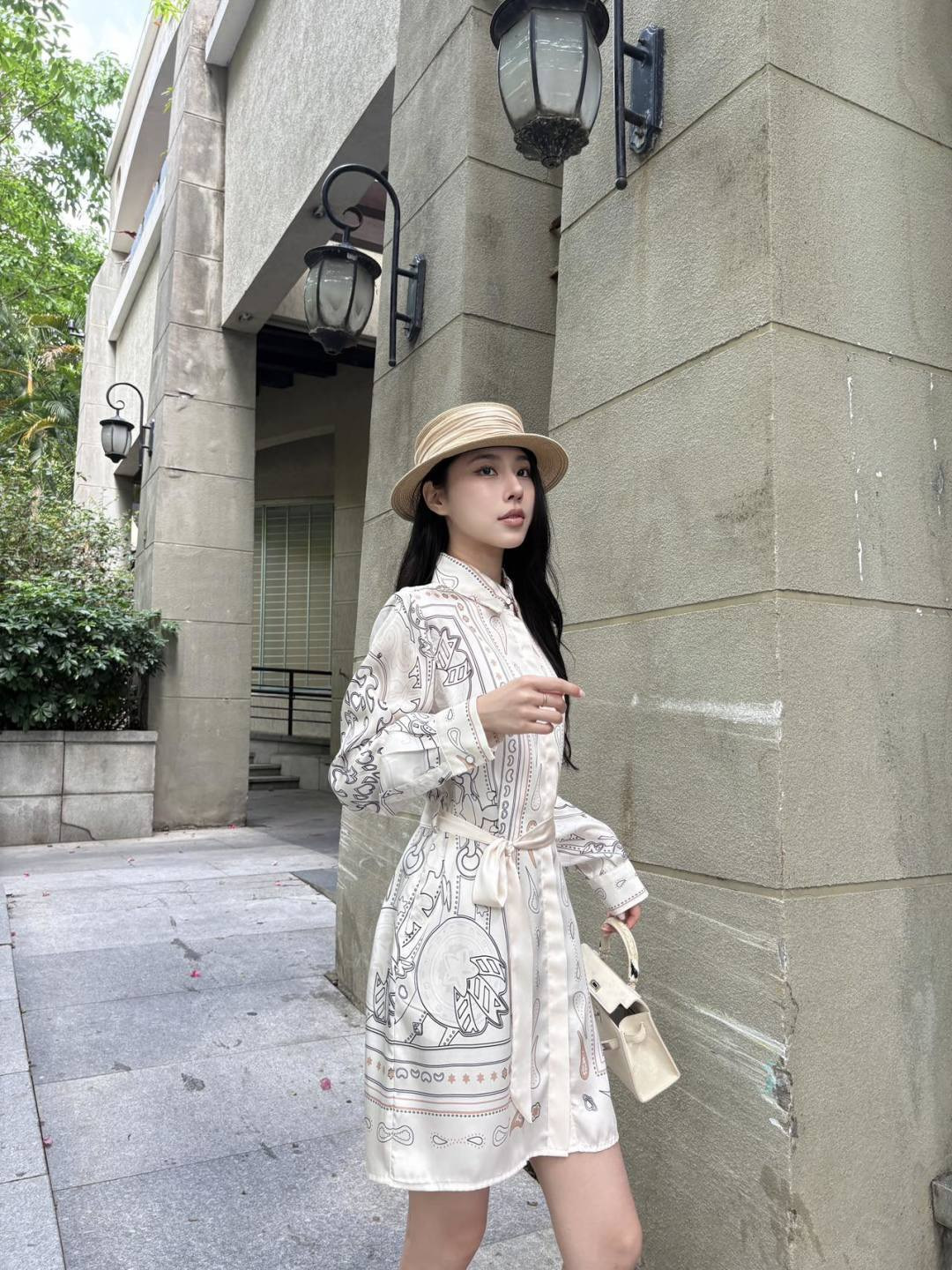 Herm 26ss print belted dress