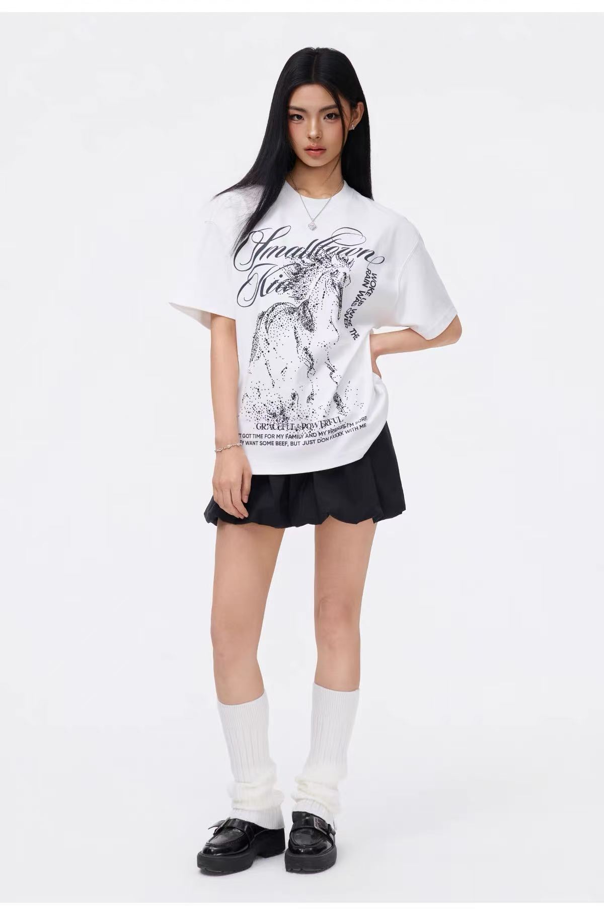 Stk rhinestone printed t-shirt