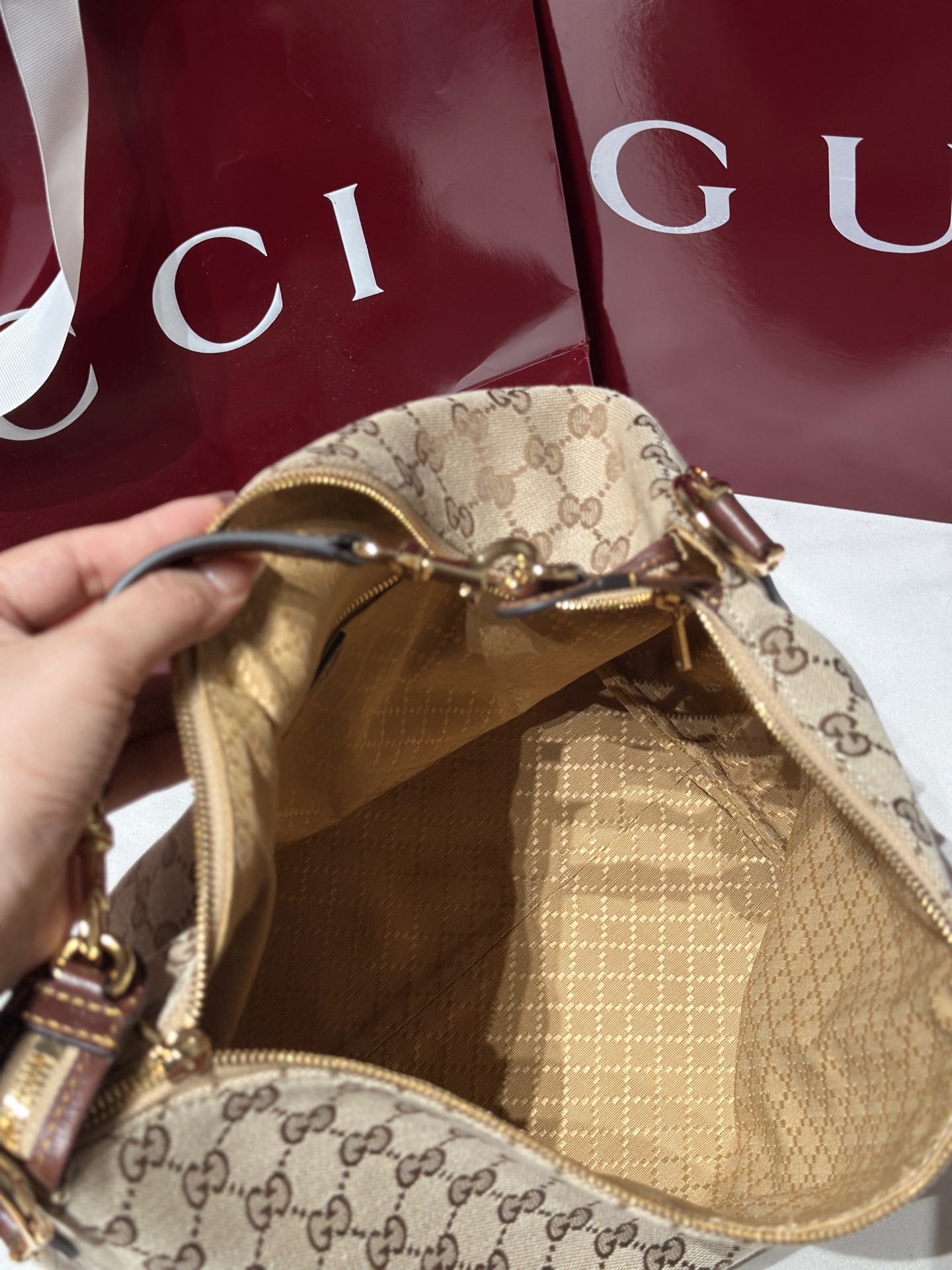 Guc Brera Monogram Hobo Bag