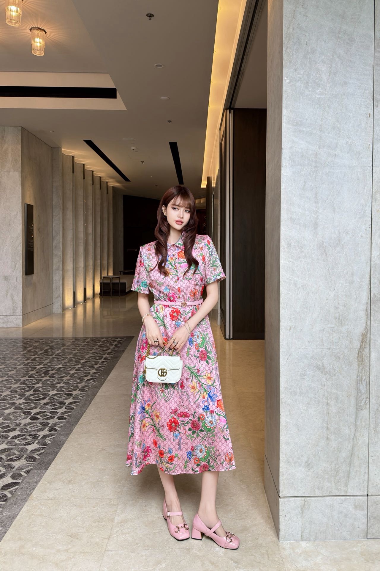 Guc 26ss print floarl dress