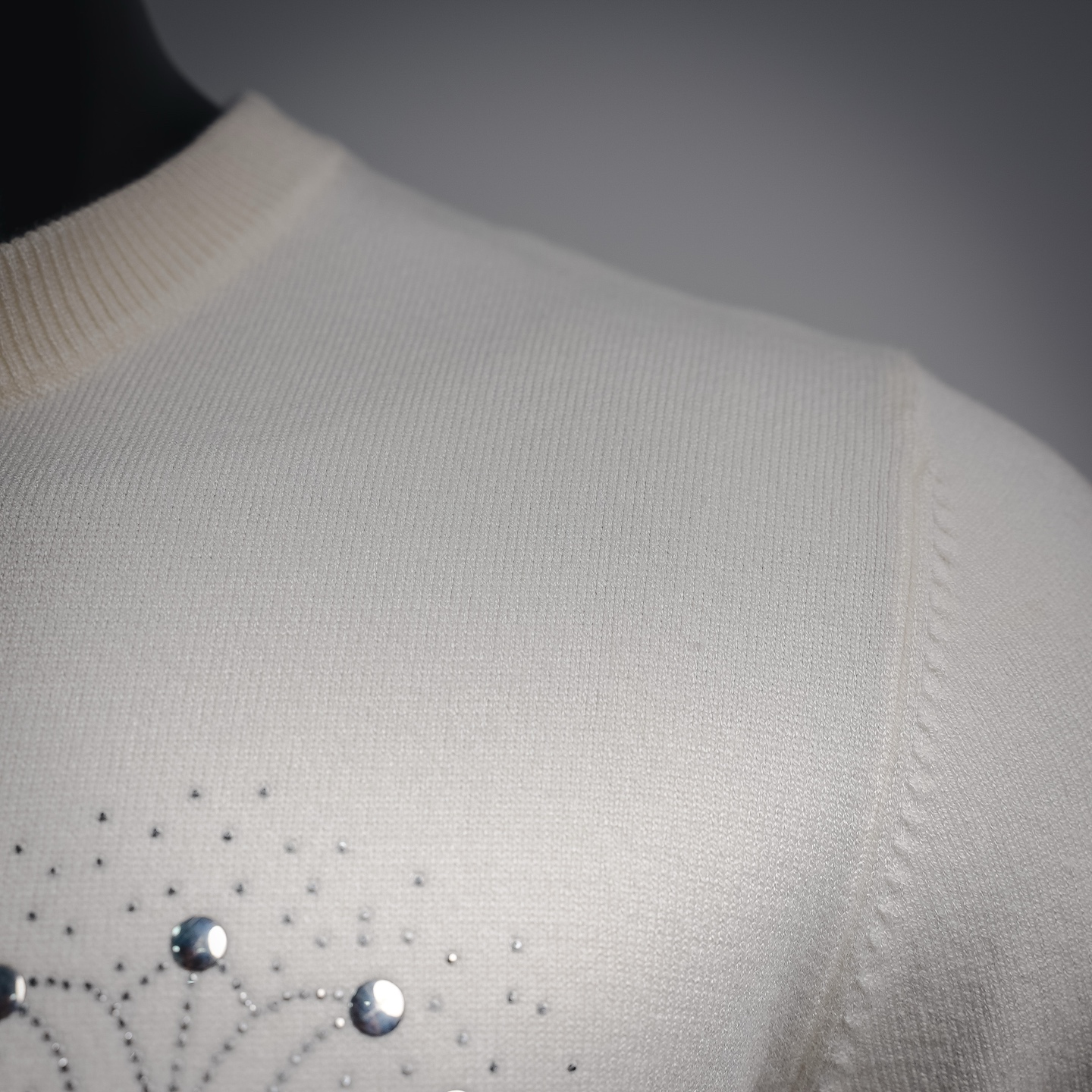 Chrome rhinestone knit sweater