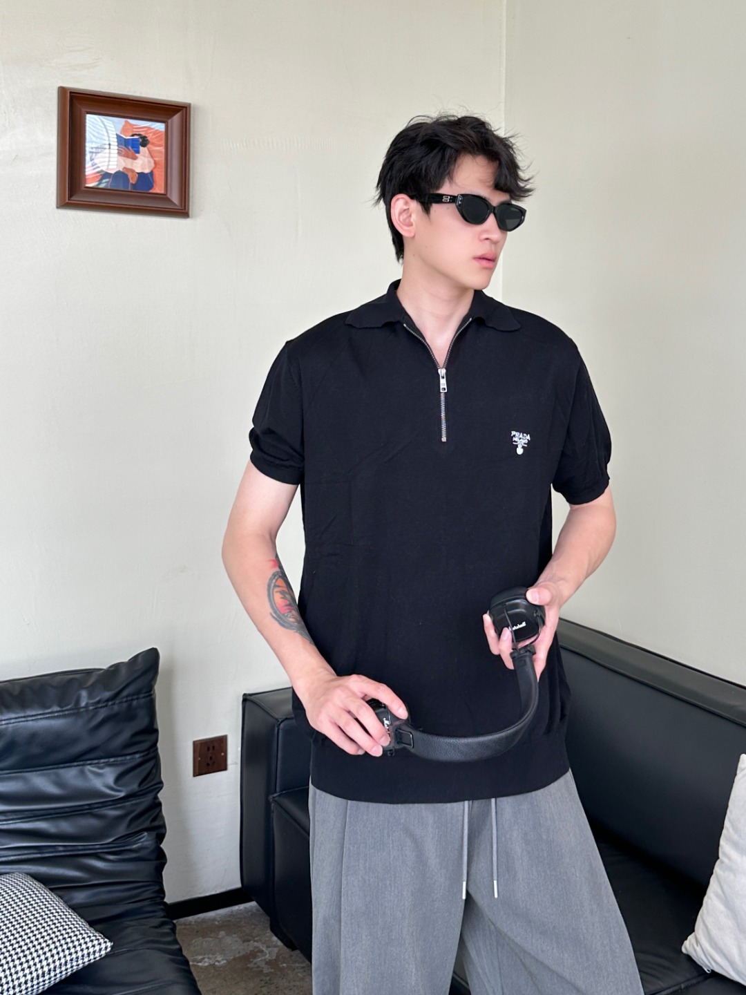 Pra zip-up knit Polo