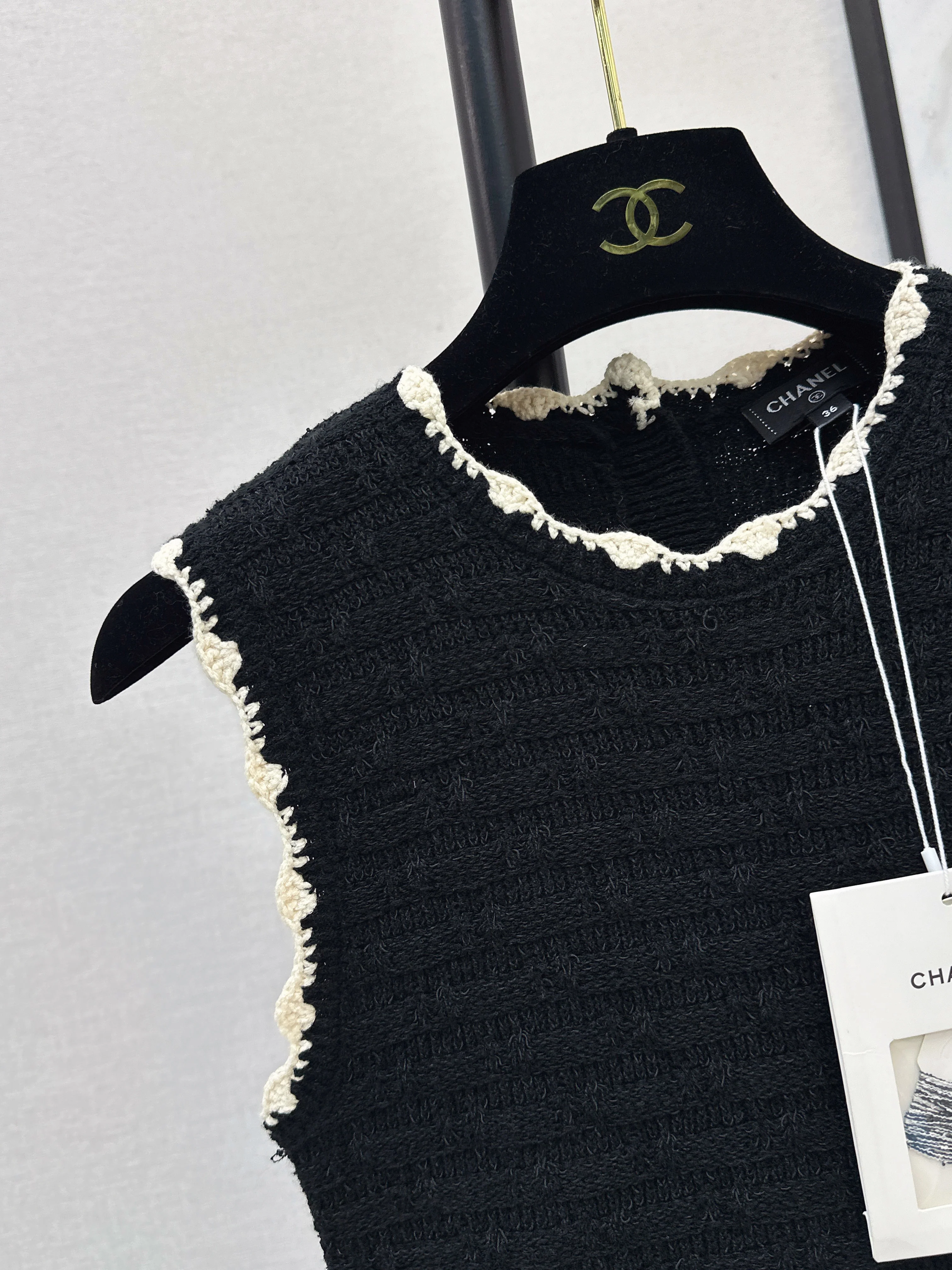 Chan 26ss woven knitted sleeveless dress