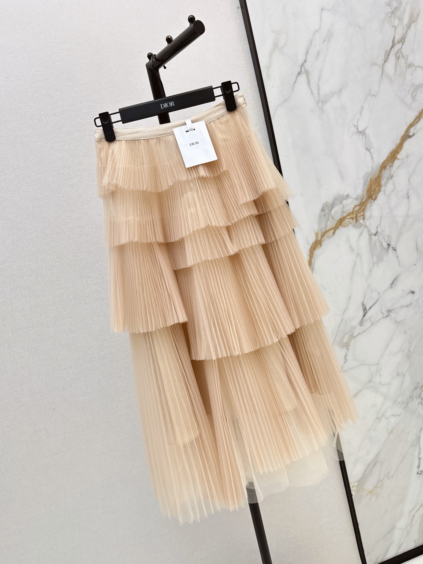 CD 26fw tiered pleated tulle midi skirt