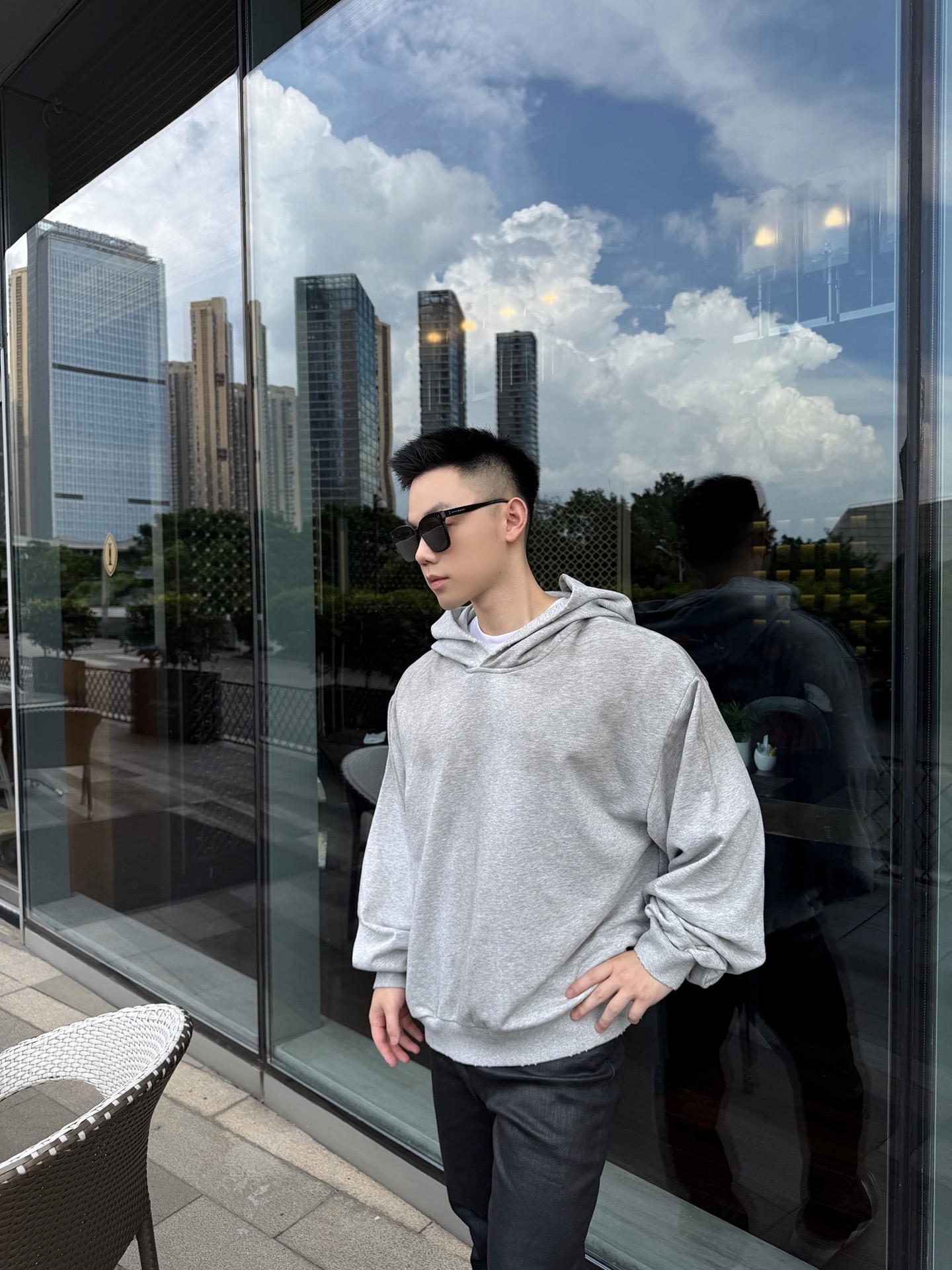 Acen washed letter hoodie
