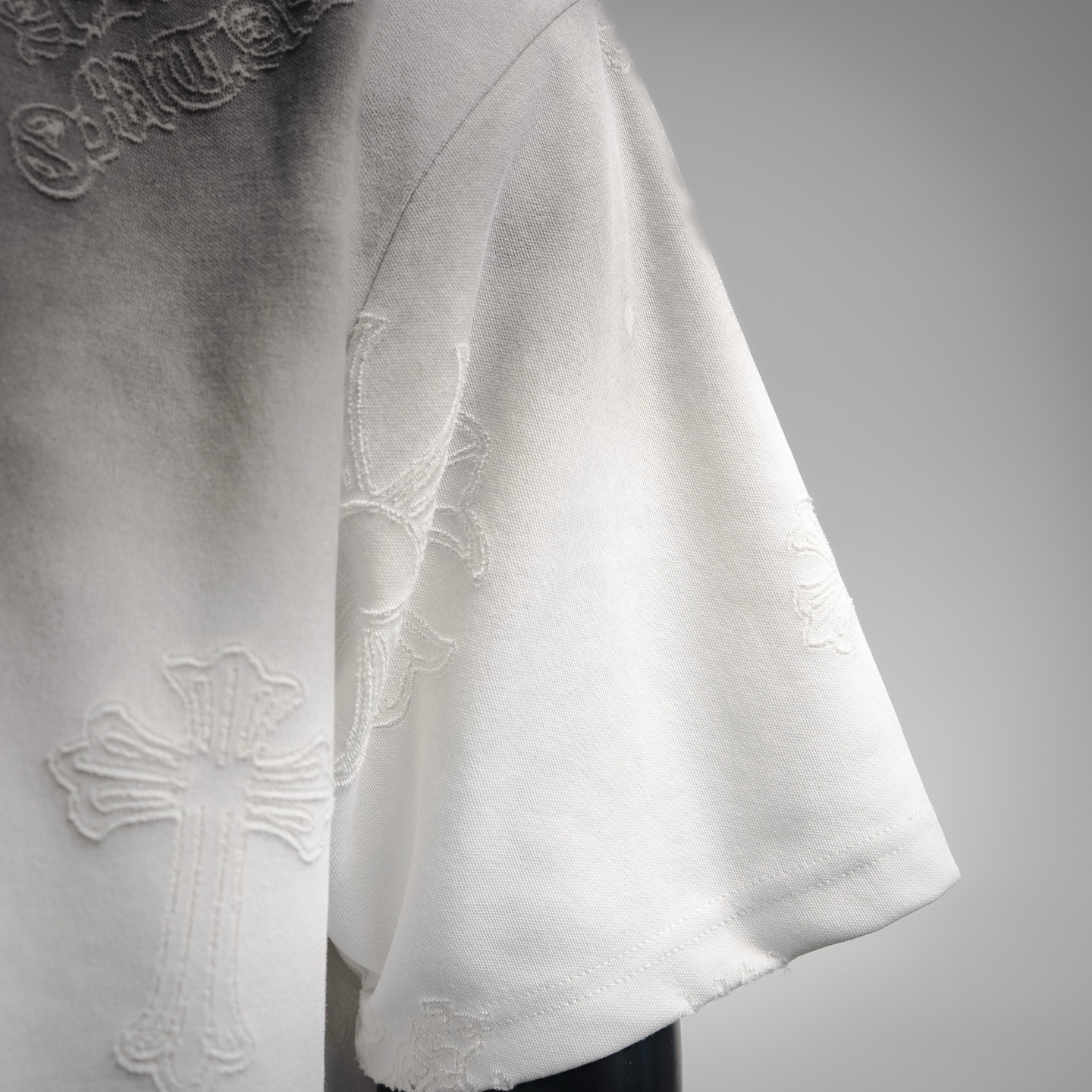 Chrome embossed cross washed t-shirt