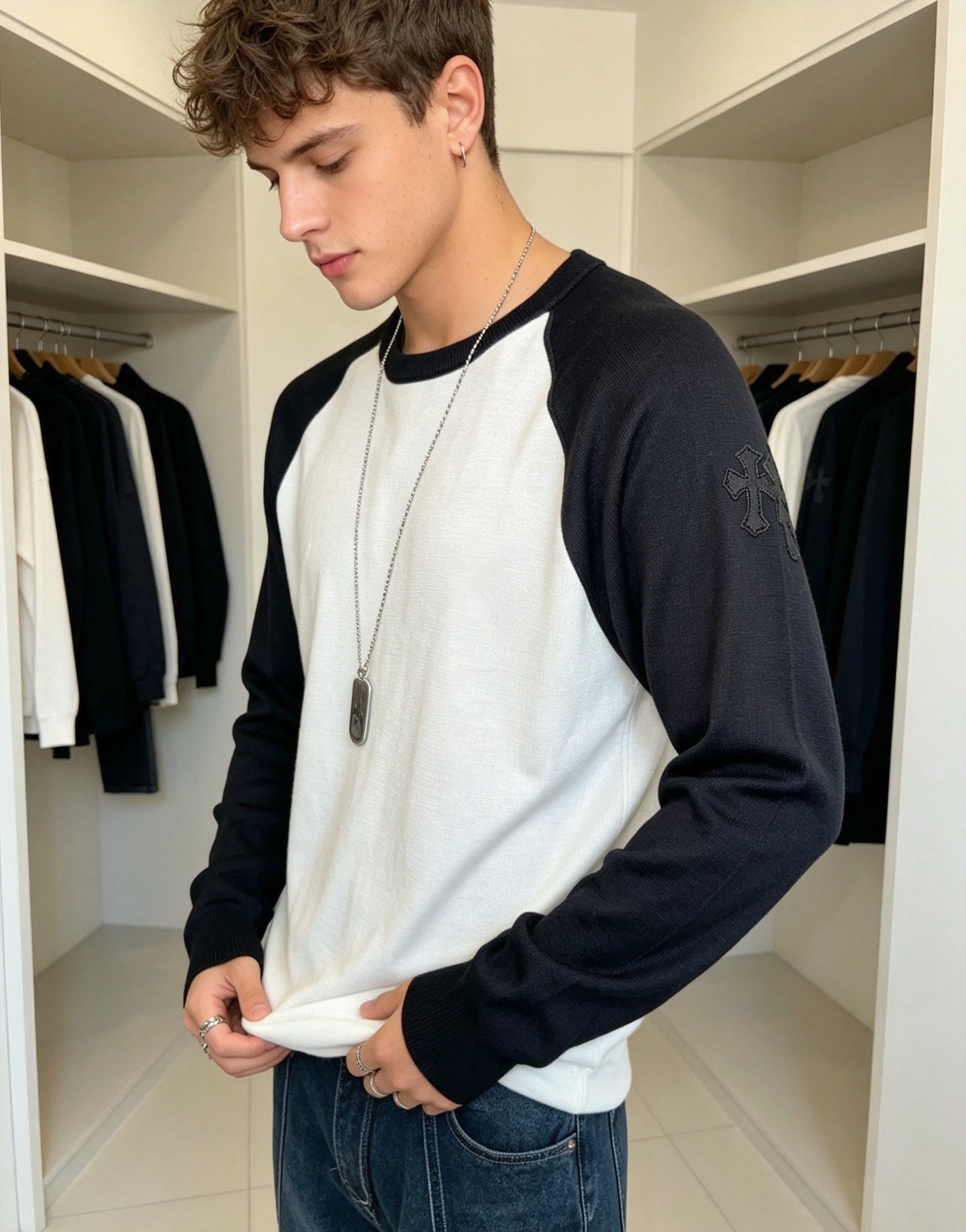 Chrome embroidered knit sweatshirt