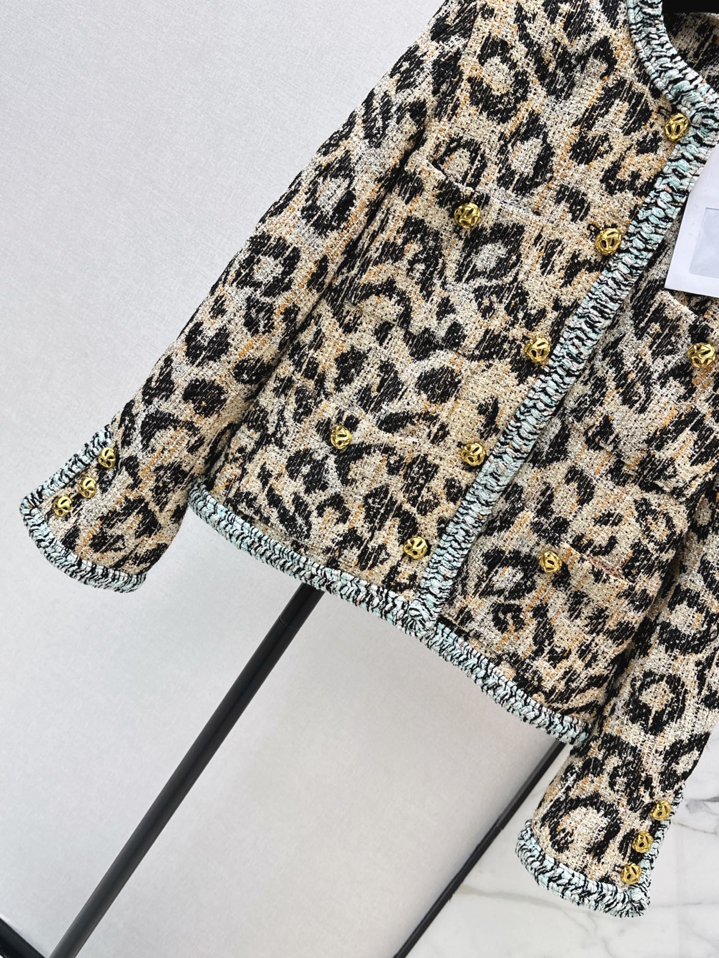 Chan 26fw leopard jacquard woven jacket