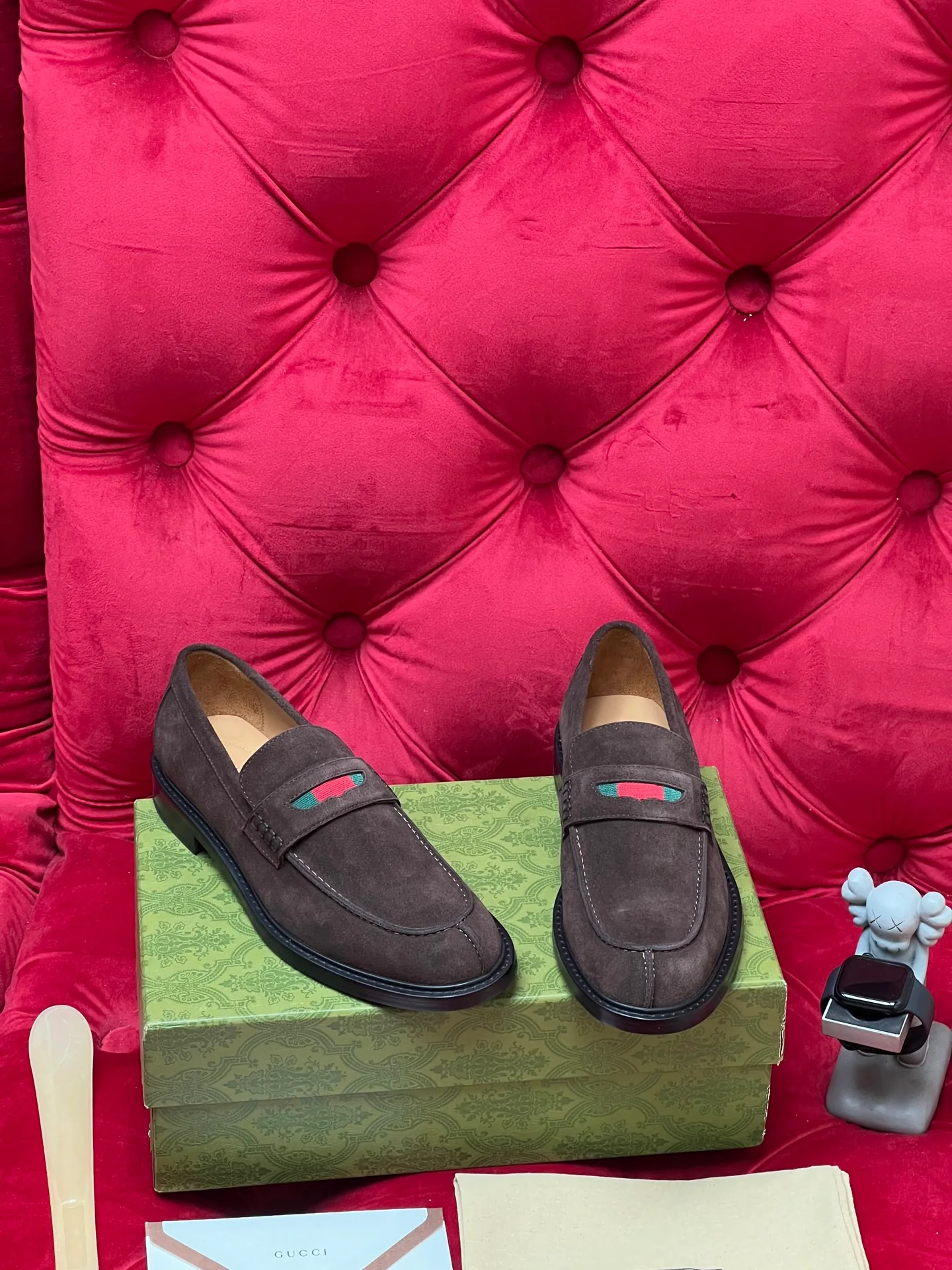 Guc suede penny loafers