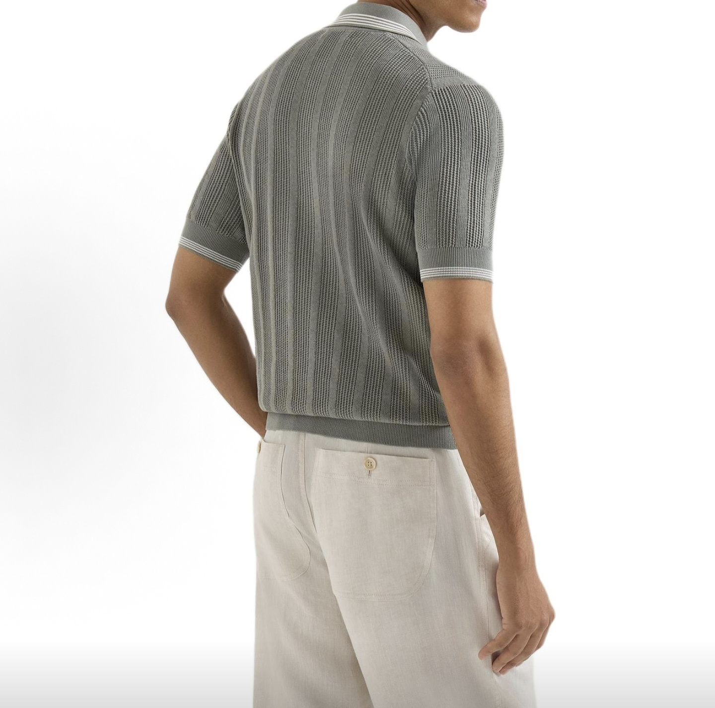 Brunello striped collar Polo