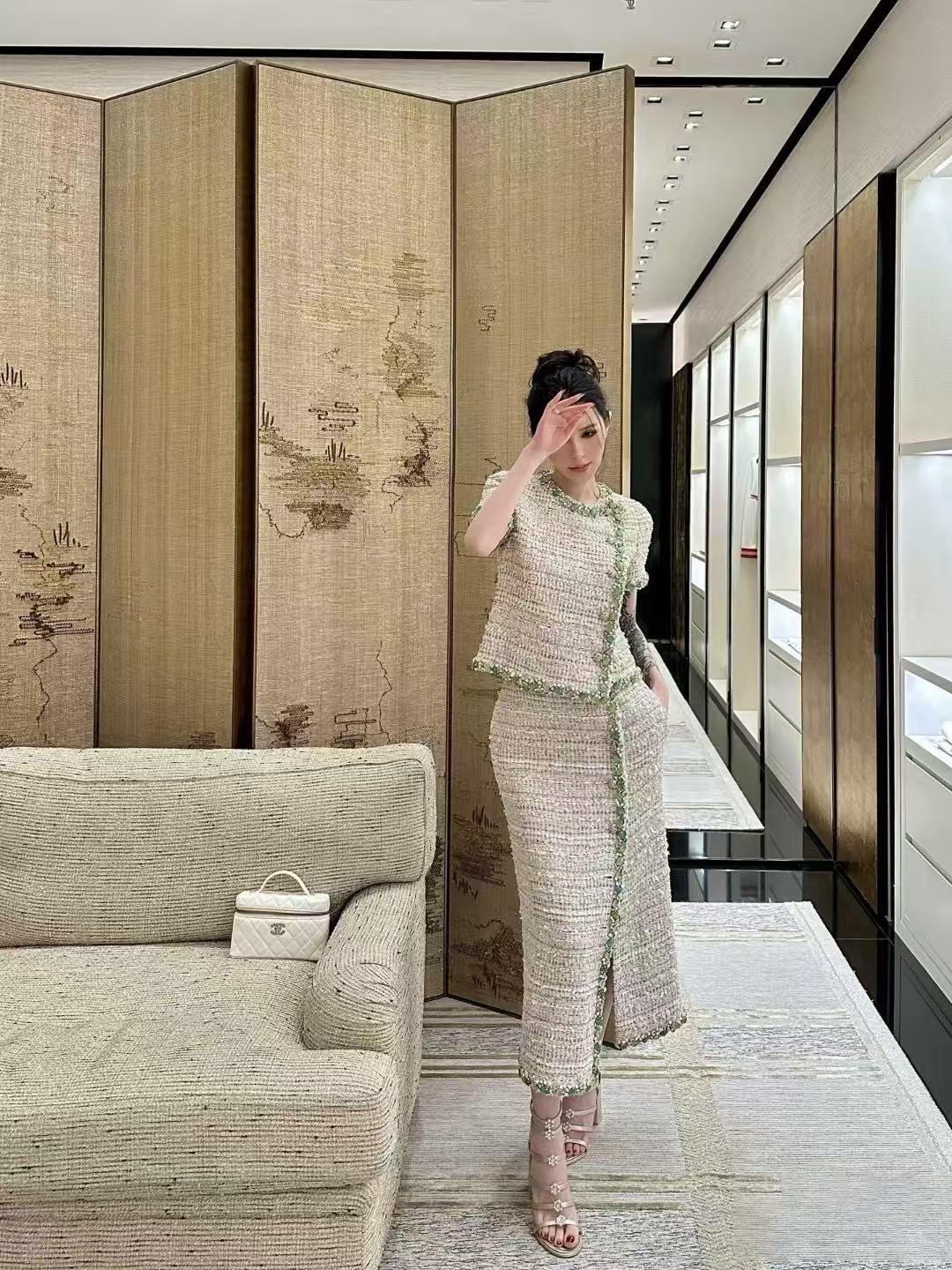 Chan 26ss woven skirt