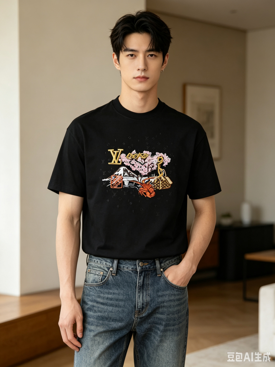 Louis graphic embroidered t-shirt