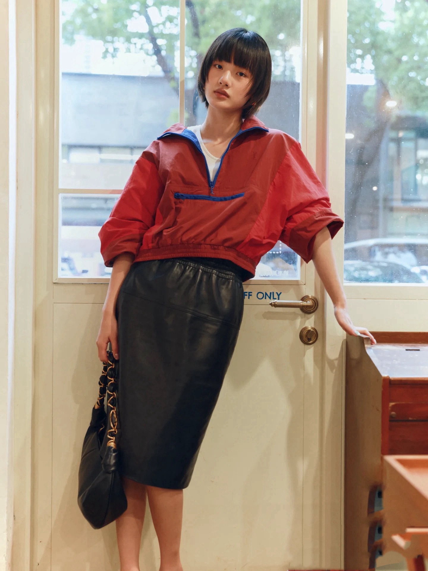 Sain 26ss leather skirt