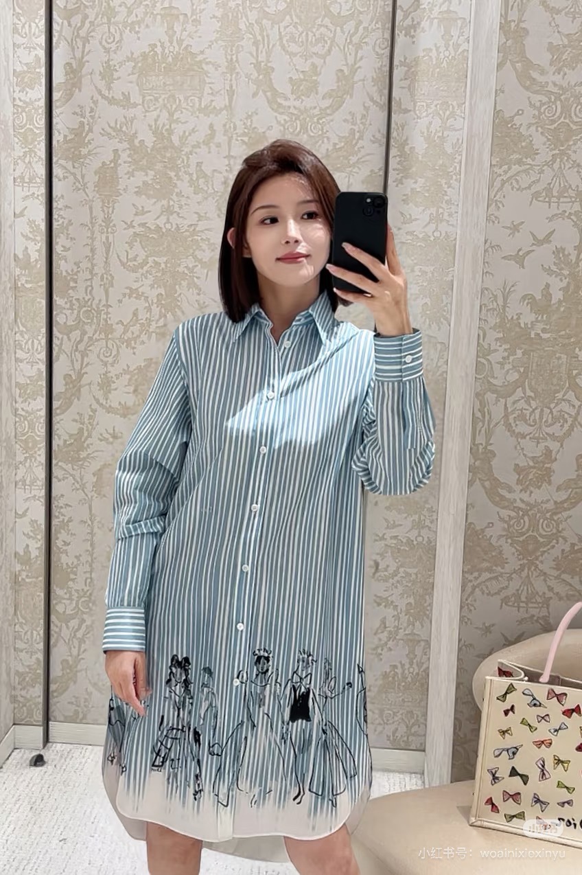 CD 26ss stripe print shirt dress