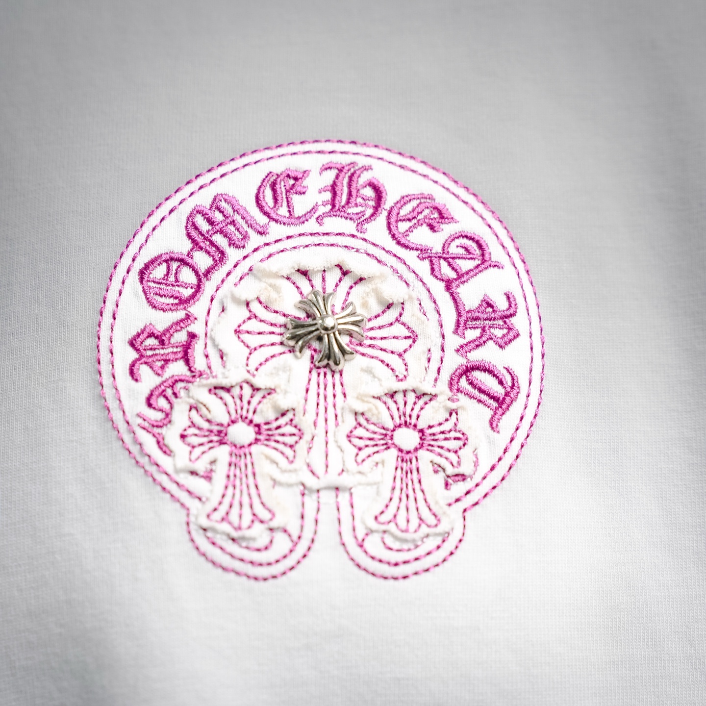 Chrome applique embroidered t-shirt
