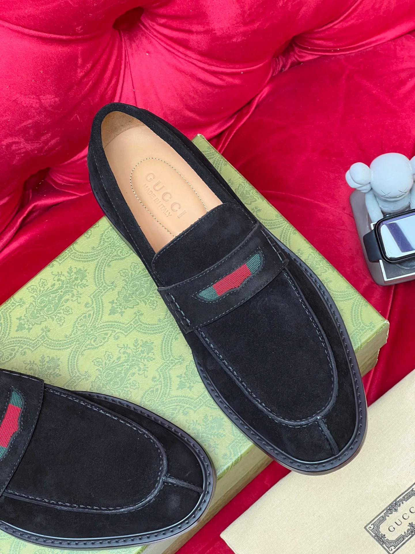 Guc suede penny loafers