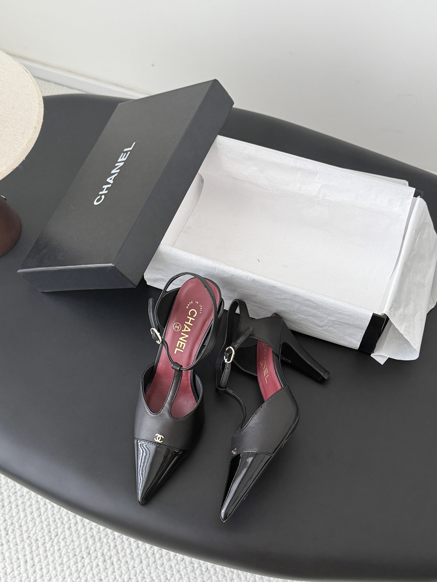 Chan 26P slingback t-strap heels