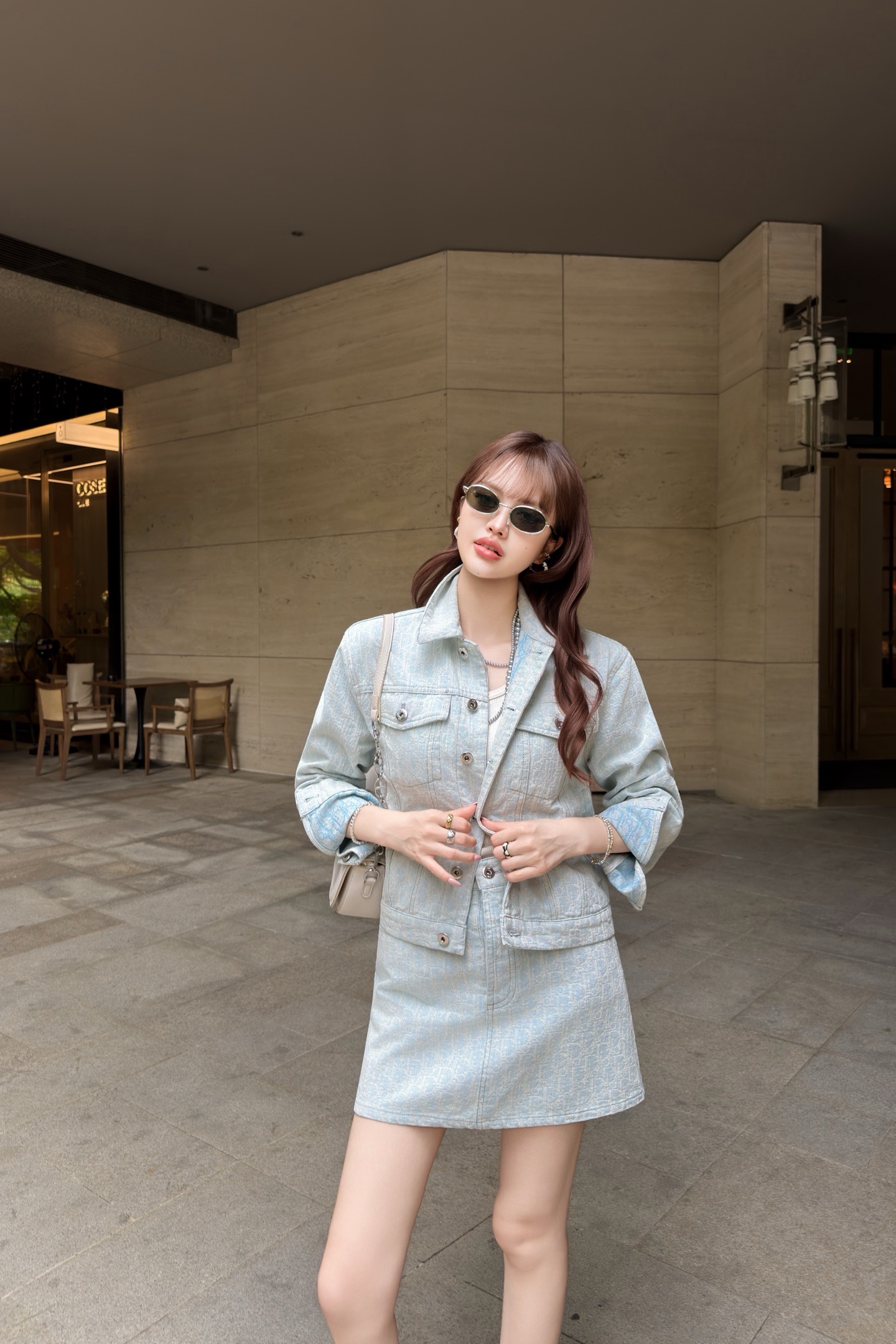 CD 26ss jacquard denim skirt