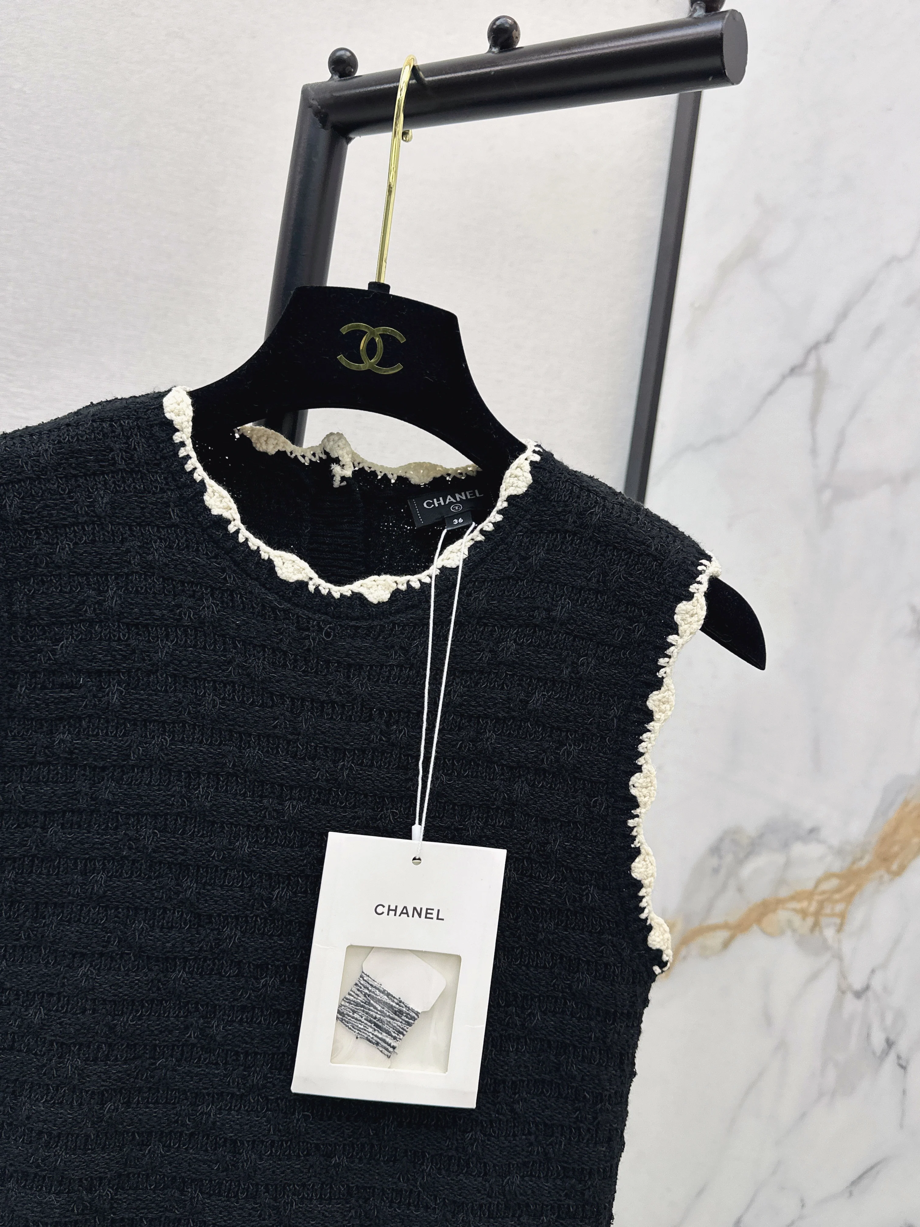 Chan 26ss woven knitted sleeveless dress