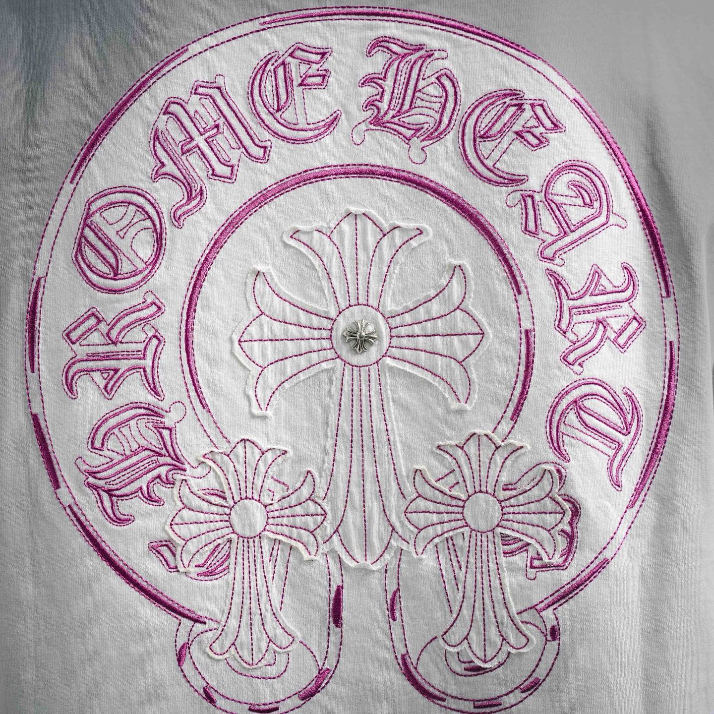 Chrome applique embroidered t-shirt