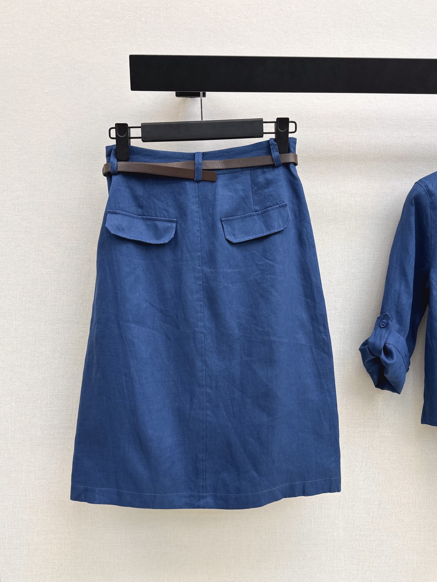 Pra 26ss linen belted skirt
